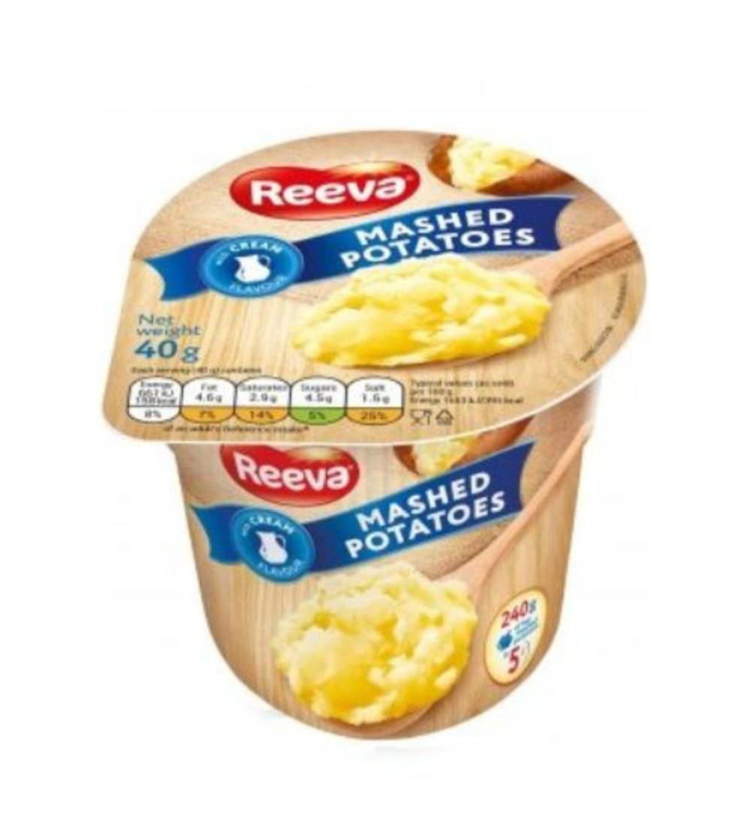 Reeva Mashed Potato Pots Halal Certified Instant mashed Potatoes 40g (Pack of 6) (Cream) + FabFinds Mug - Buy Online on SooperMarket.com