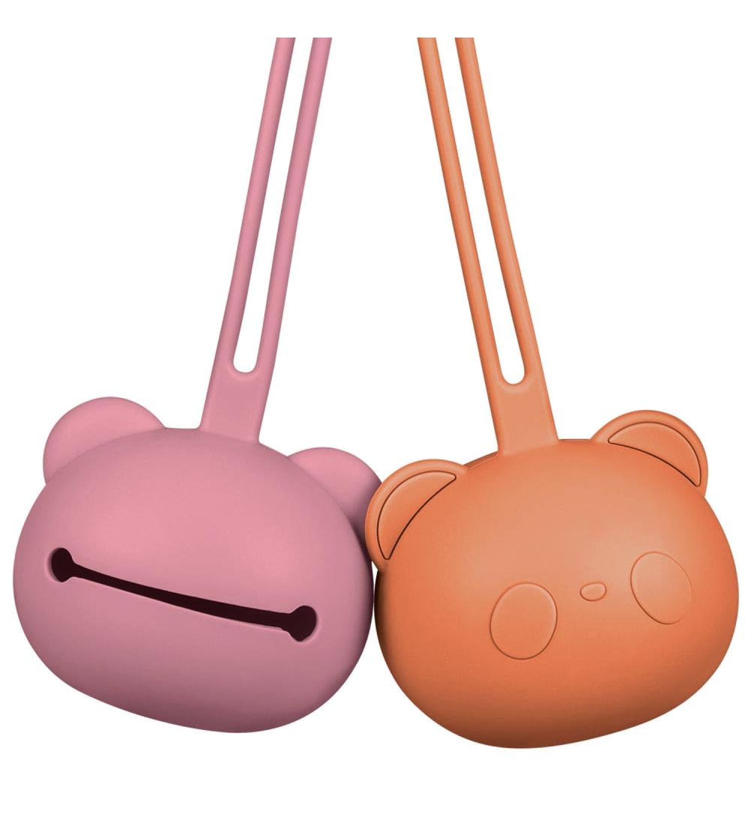 Airfish Silicone Pacifier Box 2 Pack - BPA-Free Baby Bear Pacifier Holder for Travel - Orange & Dark Pink - Buy Online on SooperMarket.com
