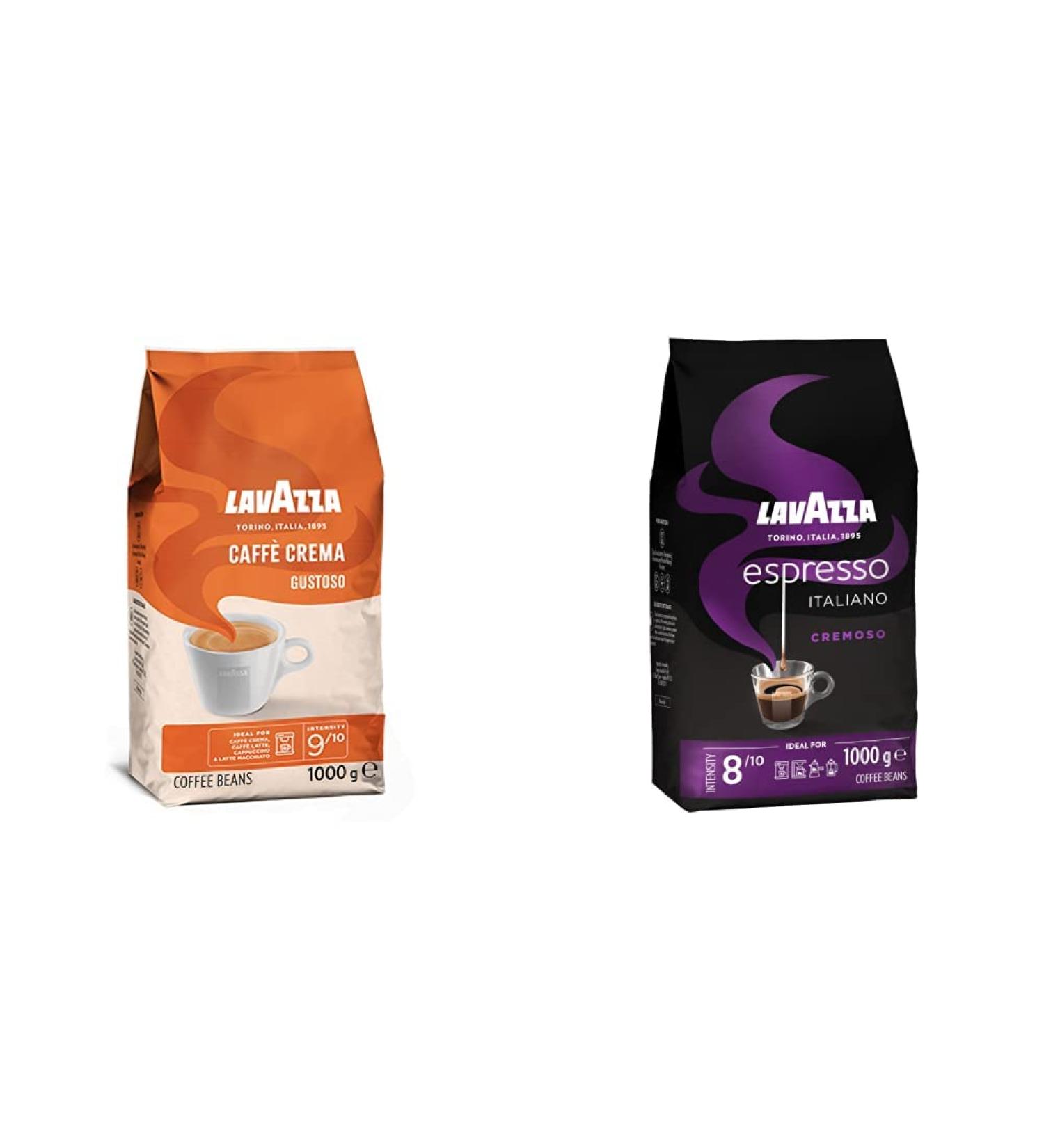 Lavazza Caff Crema Gustoso & Espresso Italiano Cremoso Coffee Beans Bundle - Intensity 9/10 & 8/10 1kg Aromatic Blend of Spices and Cocoa - International Shipping Available - Buy Online on SooperMarket.com