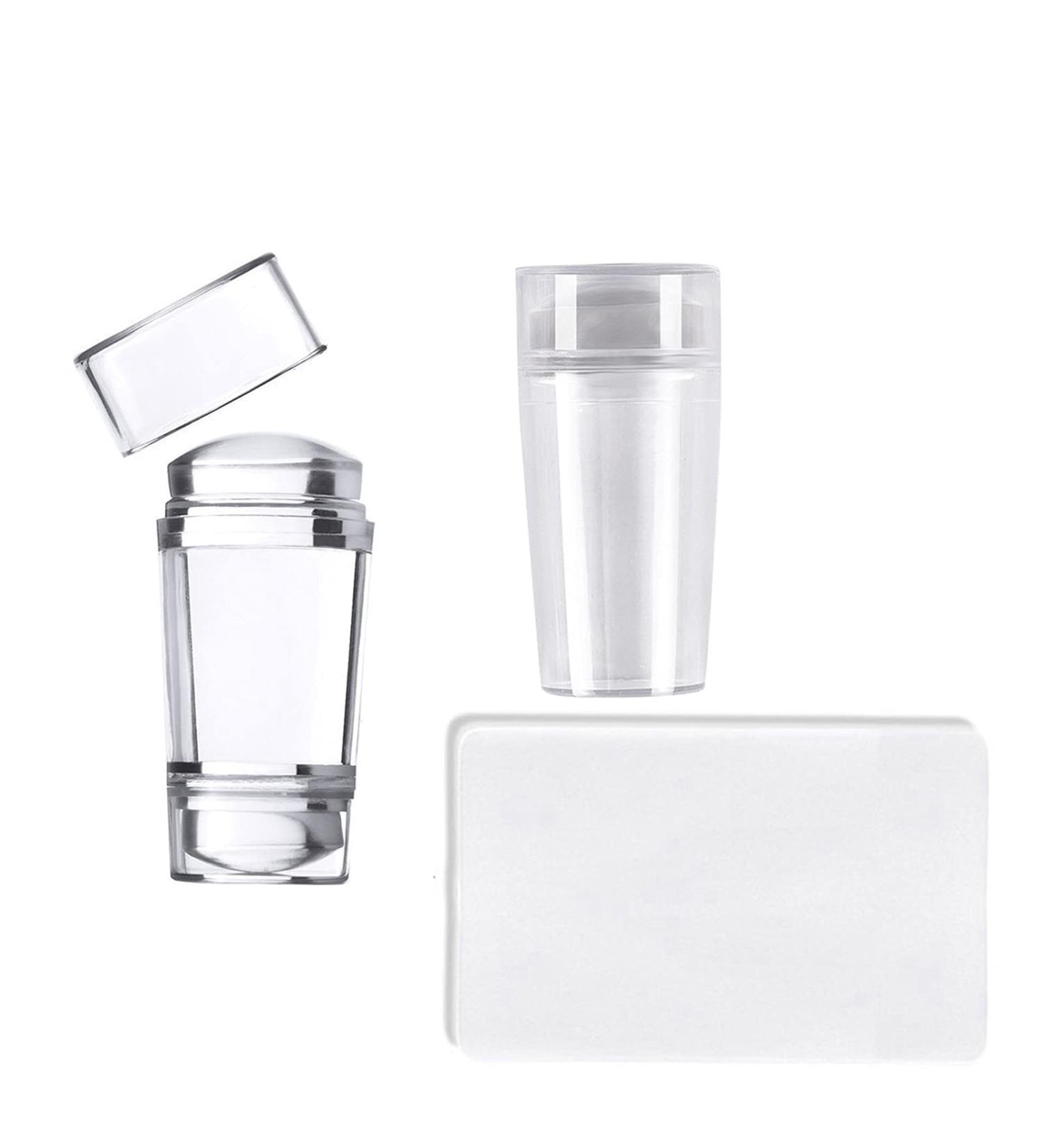 French Double Head Nail Art Tool with Scraper Silicone Seal Printing Transfer Nail Stamp Scraper Stamp for Manicure (Single+Double Head) - Buy Online on SooperMarket.com