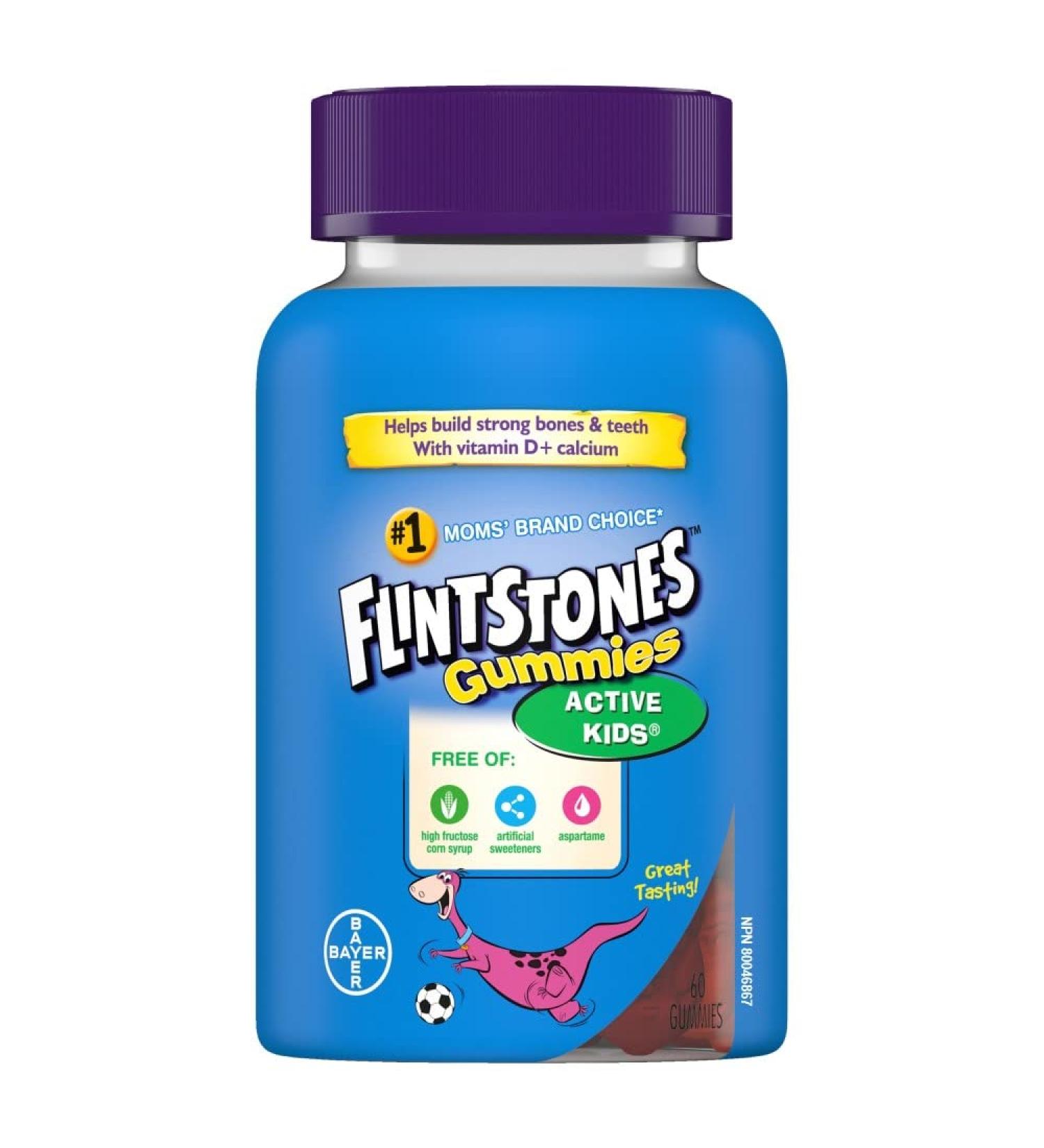 FLINTSTONES Active Kids Multivitamin Gummies - Multivitamins for Kids Kids Multivitamin Gummy with Vitamin D and Calcium Free of Artificial Sweeteners Free of Aspartame 60 Gummies - Buy Online on SooperMarket.com