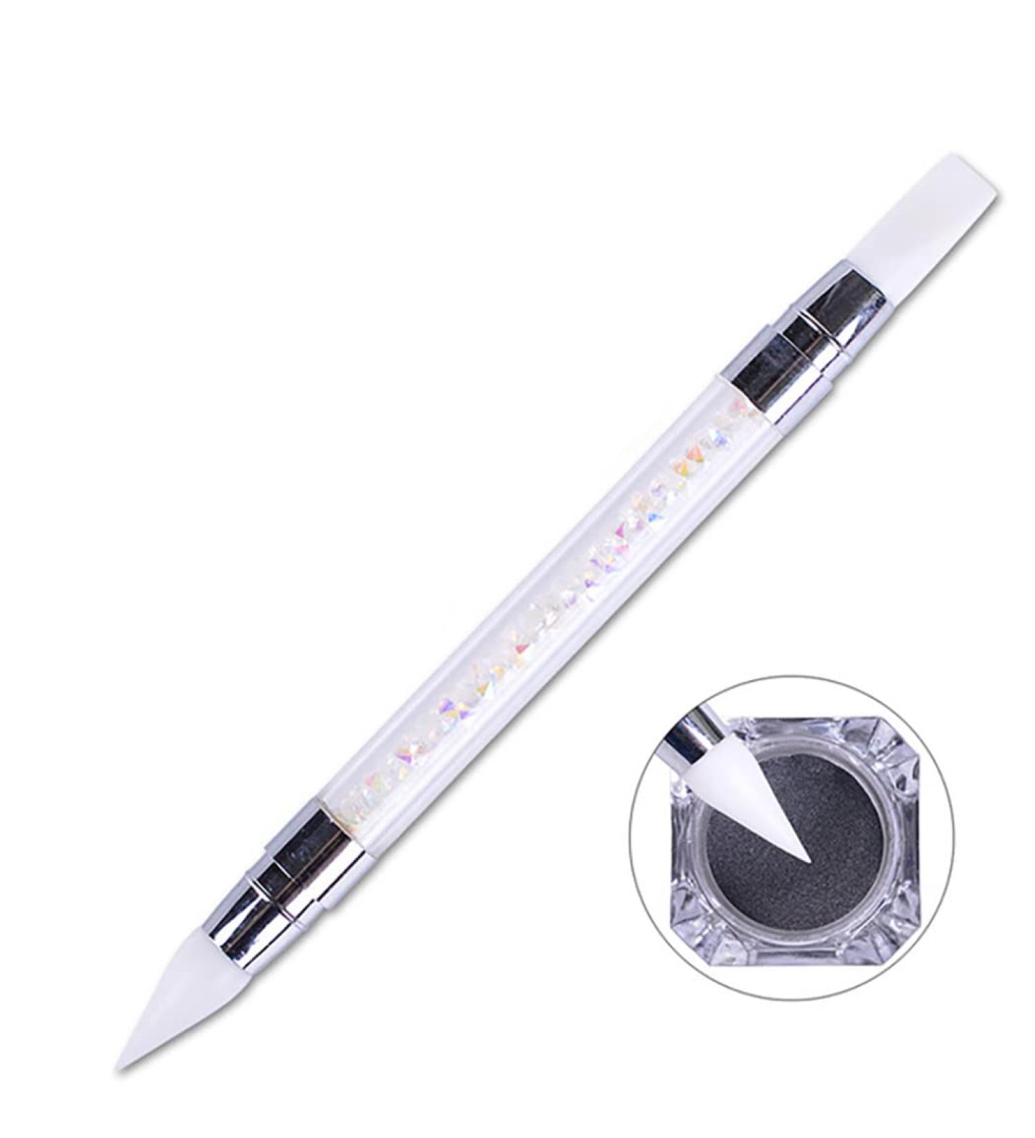 Nail Art Sculpture Pens Silicone Dual Head Manicure Carving Pen Rhinestone Beads Picker Tool DIY Nail Decoration Tool - Buy Online on SooperMarket.com