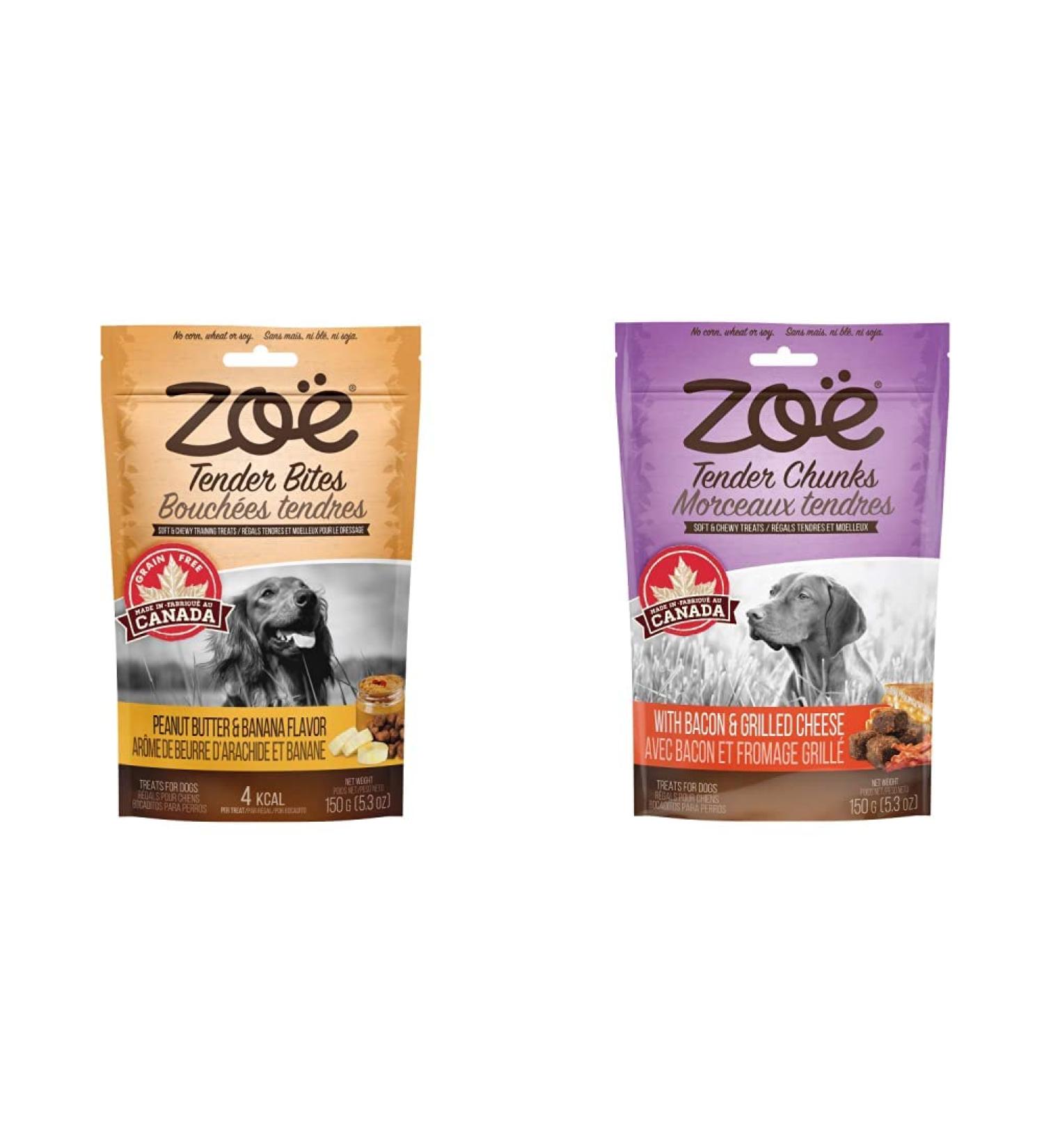 Zoe Tender Bites Peanut Butter and Banana | Zoe Tender Chunks (Cheese and Bacon - Grilled Cheese & Bacon Cheese/Bacon) Peanut Butter & Banana Bites + Chunks 5.3-Ounce - Buy Online on SooperMarket.com