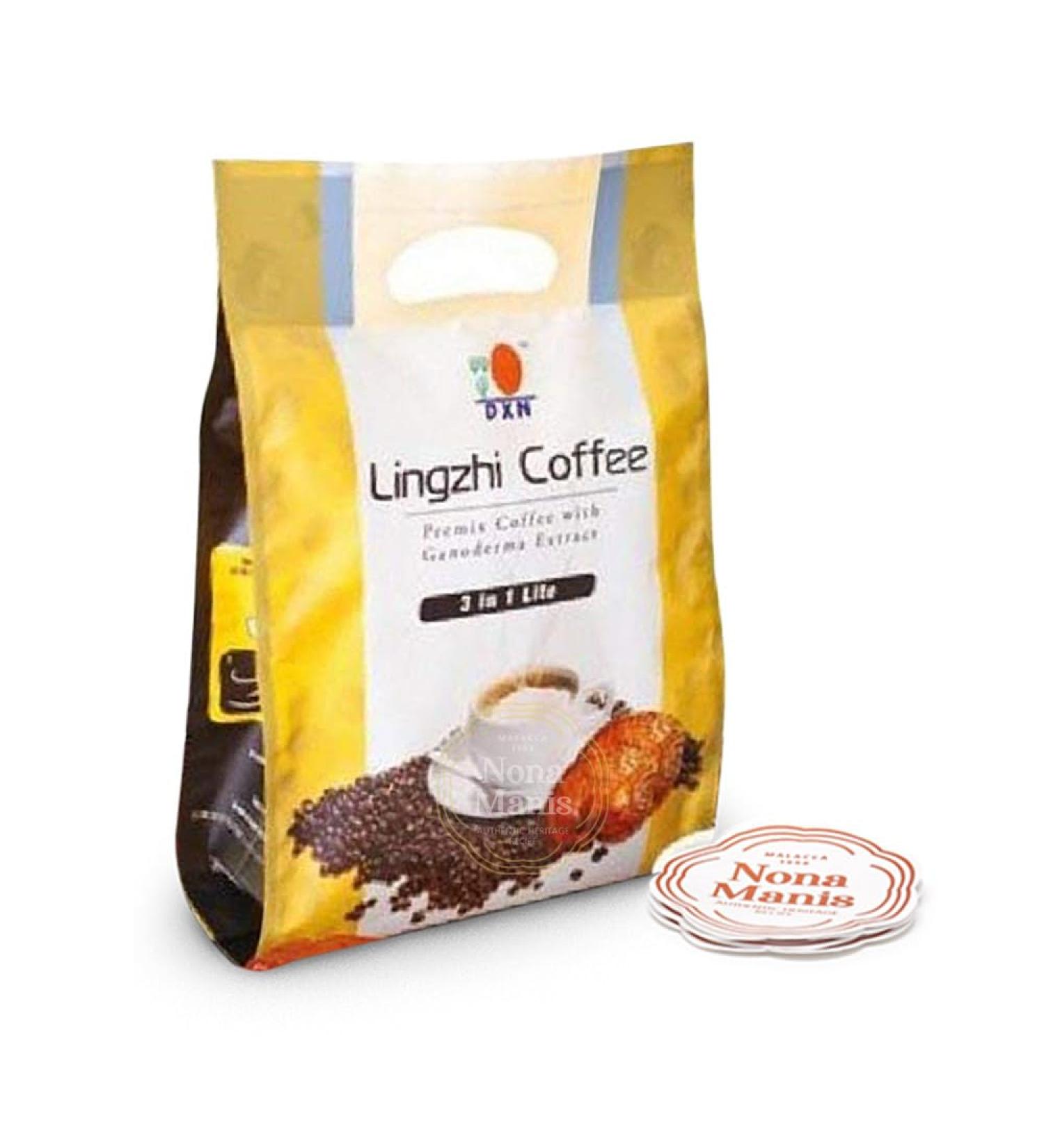 DXN Lingzhi Lite Coffee 3 in 1 with Ganoderma + 5's Nona Manis Disposable Coaster (Pack of 1) Original Pack of 1 - Buy Online on SooperMarket.com