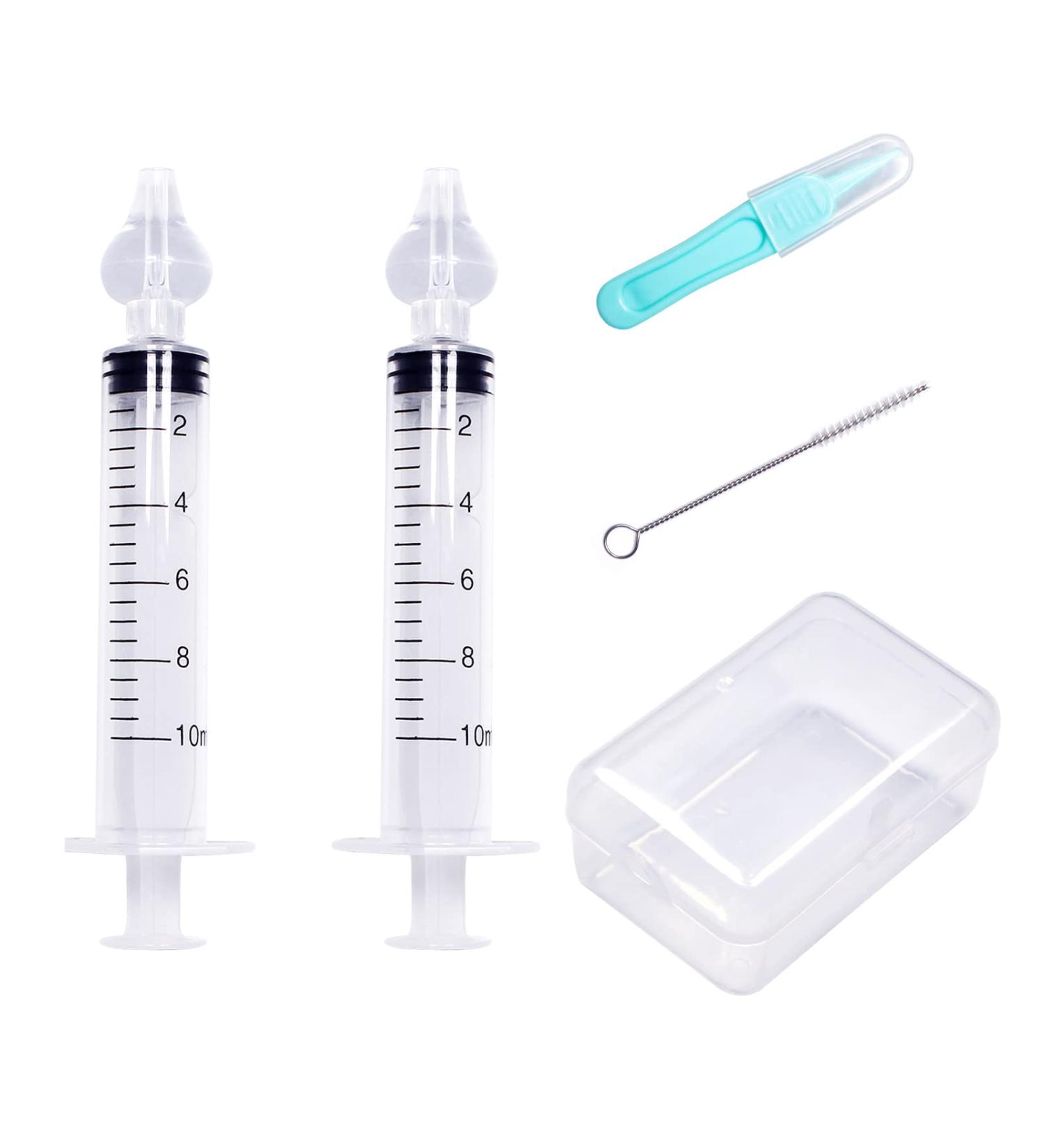 2PCS Professional Baby Nasal Aspirator Syringe Set with Tweezers for Nasal Hygiene - Portable Infant Nose Cleaner - Buy Online on SooperMarket.com