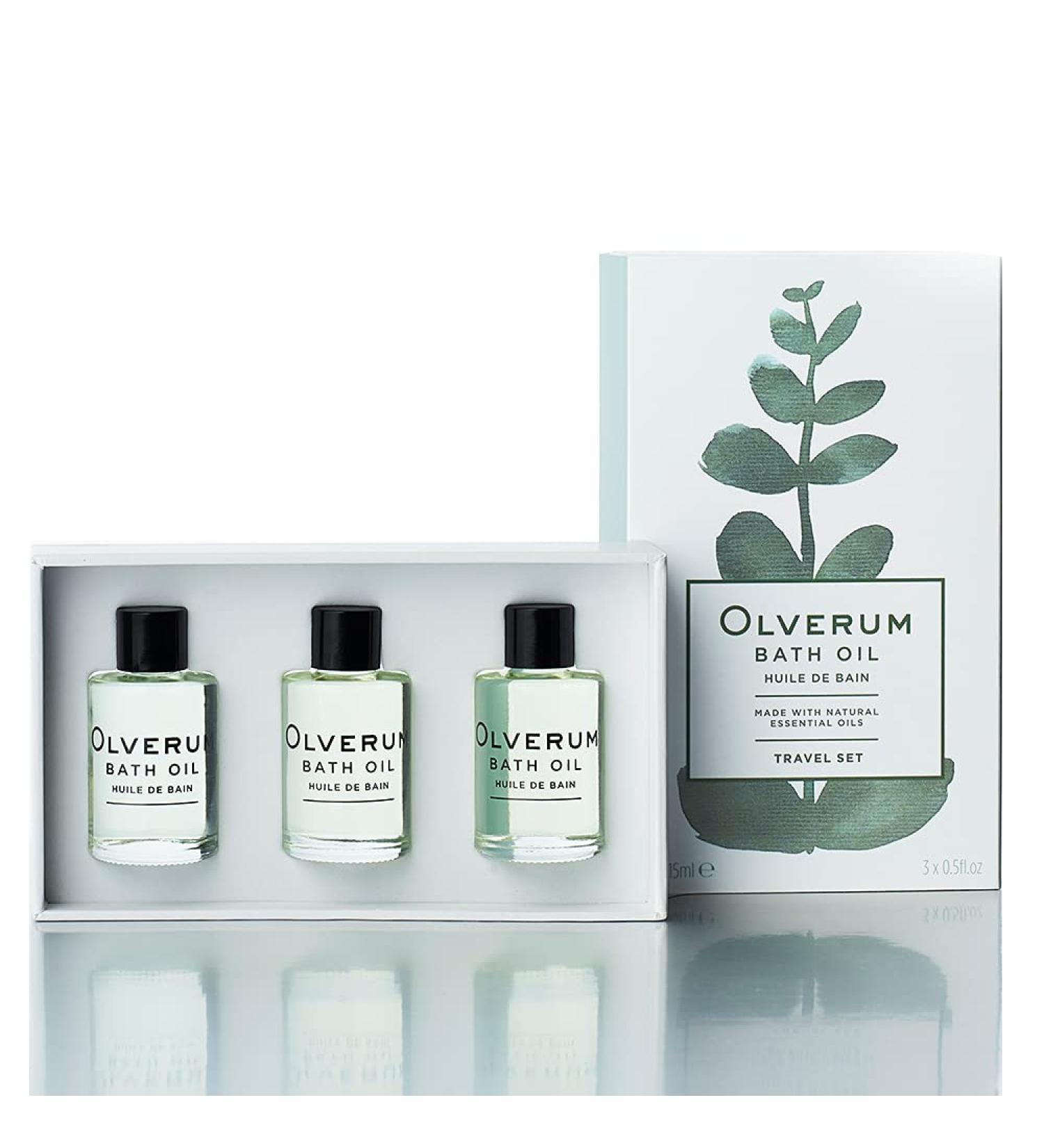 Olverum Luxury Muscle Soothing Bath Oil Travel Set - Pure Essential Oils Blend for Relaxing Baths - Vegan & Natural - Green Wellness - Buy Online on SooperMarket.com