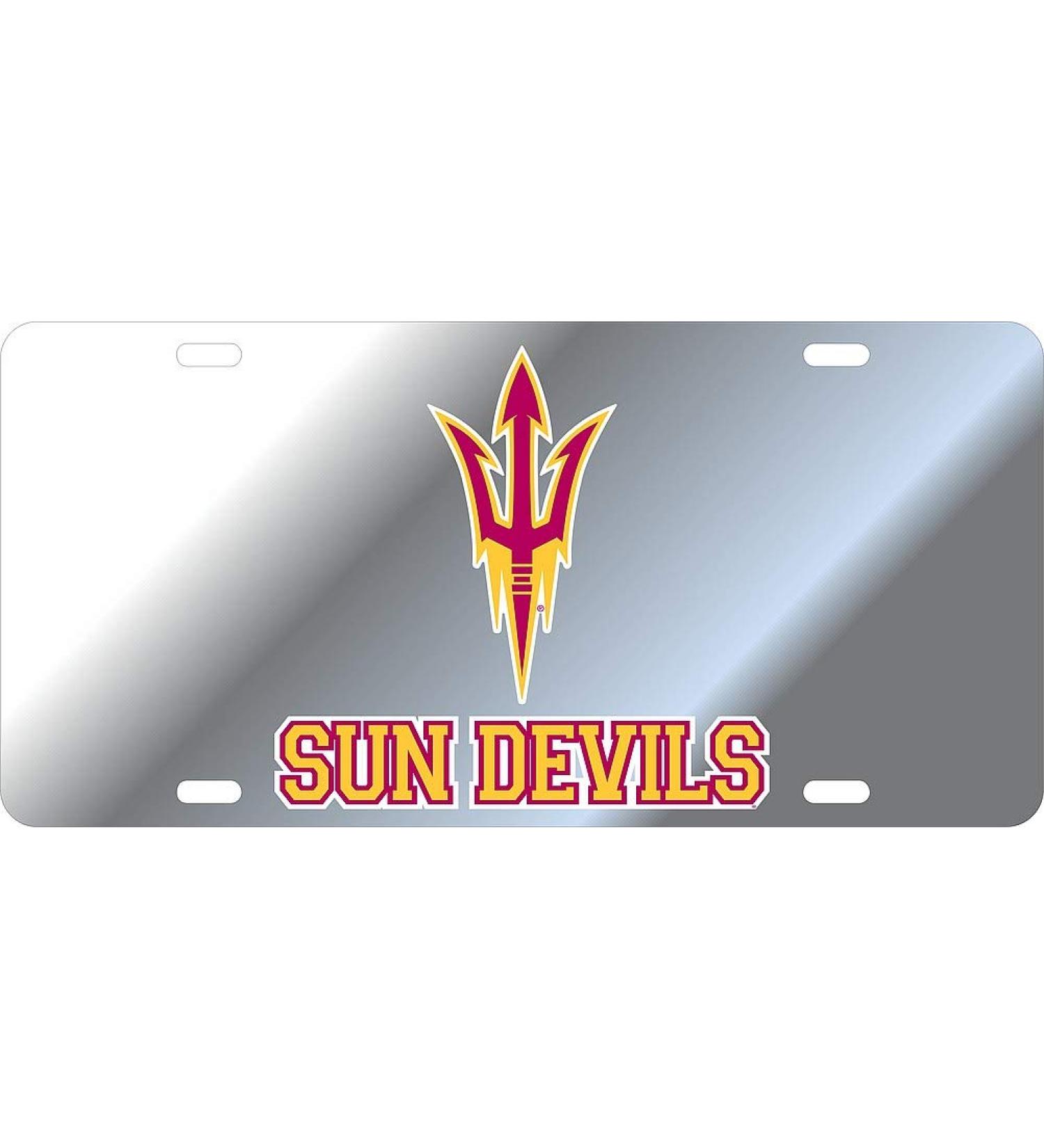 Elite Fan Shop NCAA Mirrored Acrylic License Plate Silver Arizona State Sun Devils Silver One Size