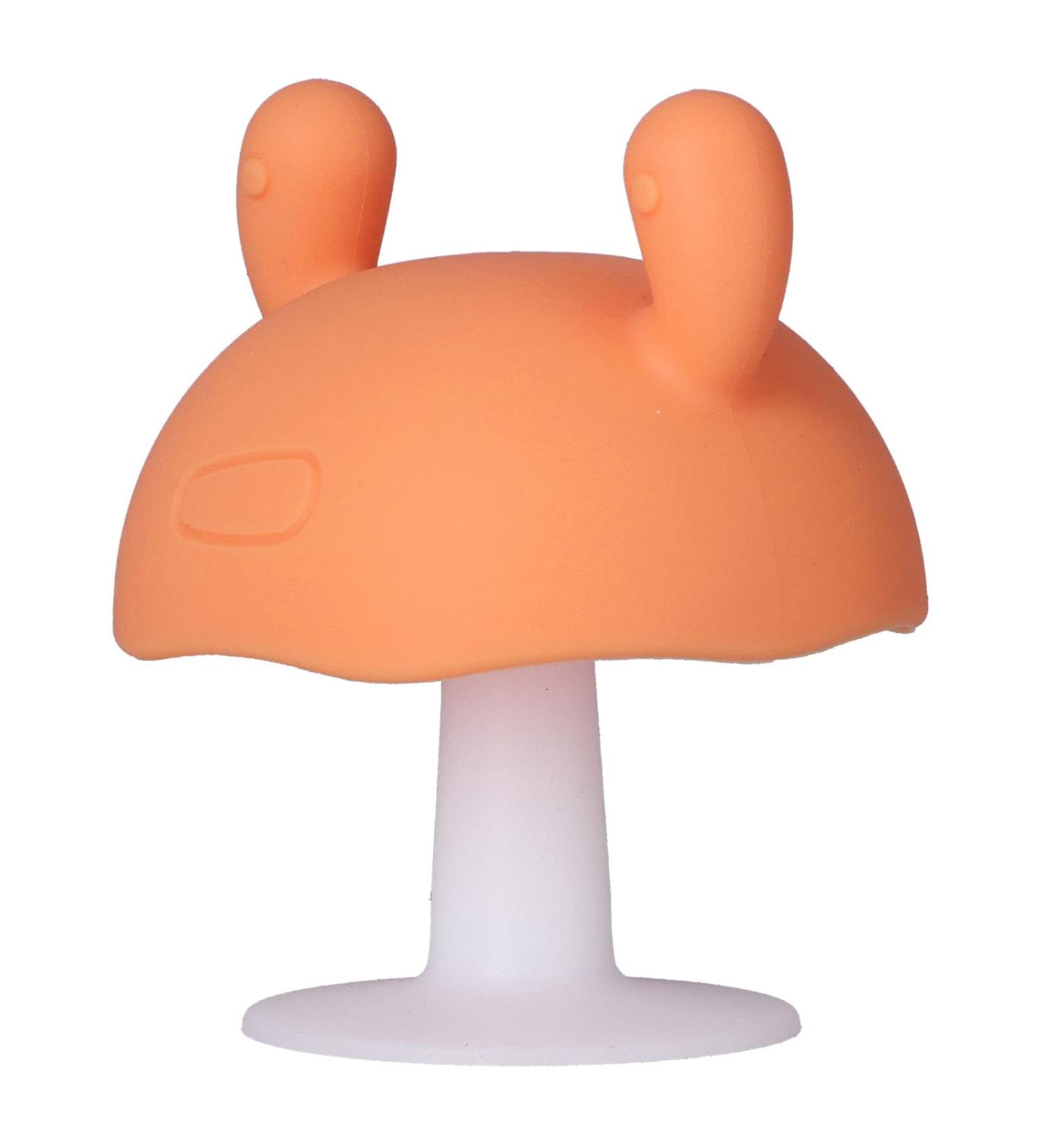 Baby Teething Toy - Food Grade Silicone Teether Mushroom Shaped for Infants Over 4 Months - Pink (Orange) - Buy Online on SooperMarket.com
