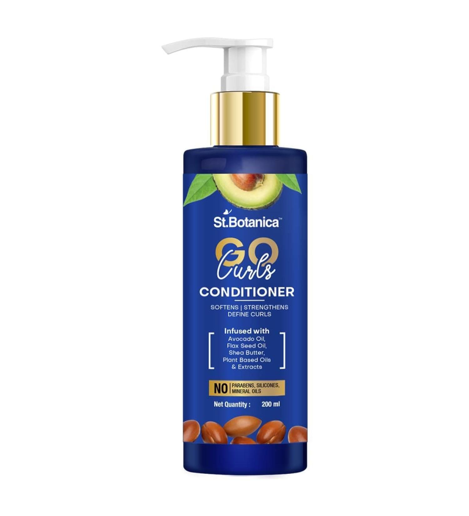 StBotanica GO Curls Hair Conditioner - Avocado & Flaxseed Oil Sulfate-Free Paraben-Free - 200ml for Nourished Defined Curls - Buy Online on SooperMarket.com