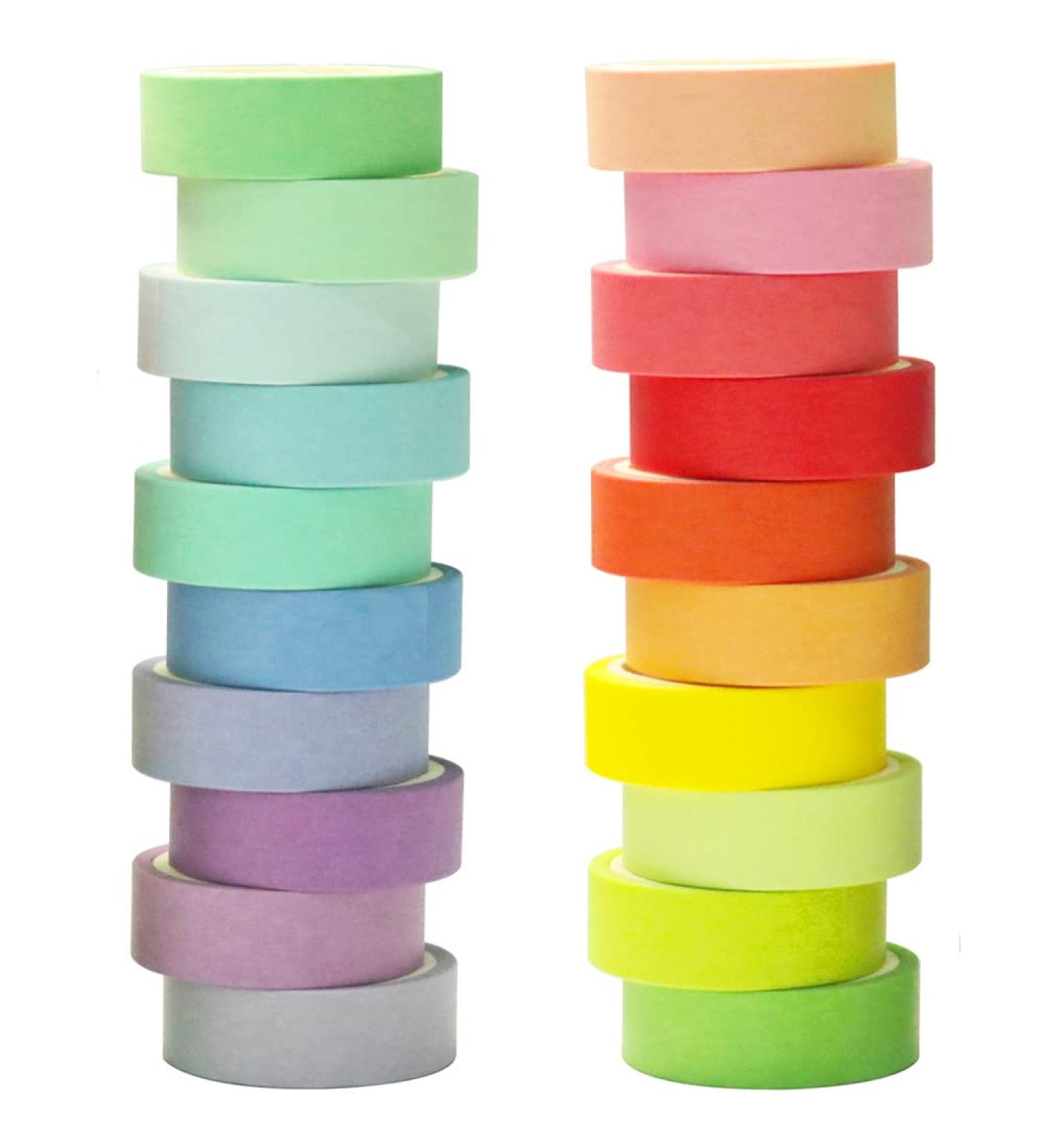 20 Rolls Washi Tape Set Rainbow Washi Tape Colorful Masking Tape 15mm Wide Decorative Tape for Bullet Journal Book Planner Scrapbooking DIY Arts Crafts Gift Packaging Rainbow 15MM-20 Rolls - Buy Online on SooperMarket.com