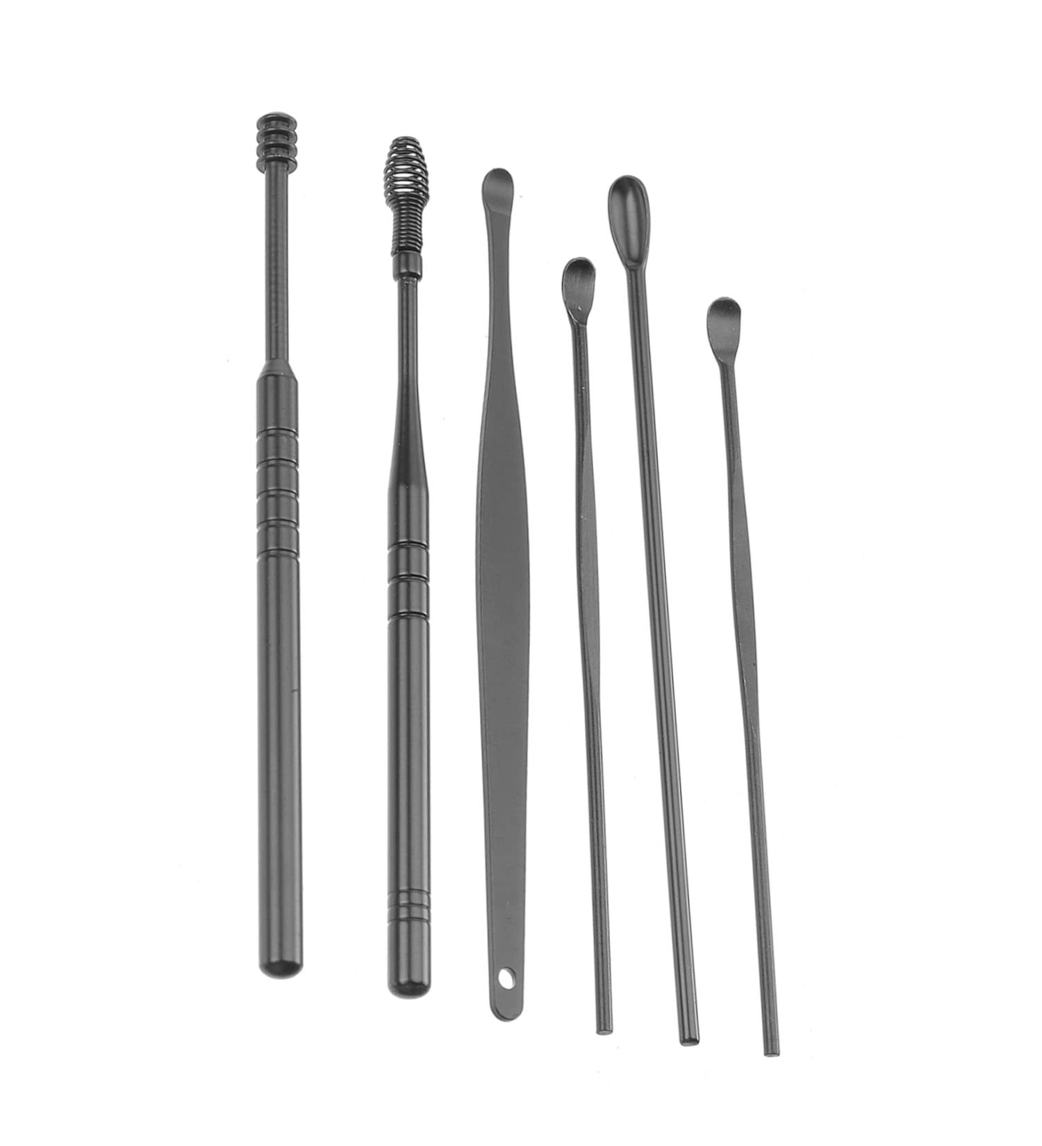 2 Sets Healeved Ear Picking Tool Spring Massage Kit - Black Ear Wax Remover & Cleaner Set 11.5X2.7X1cm - Buy Online on SooperMarket.com