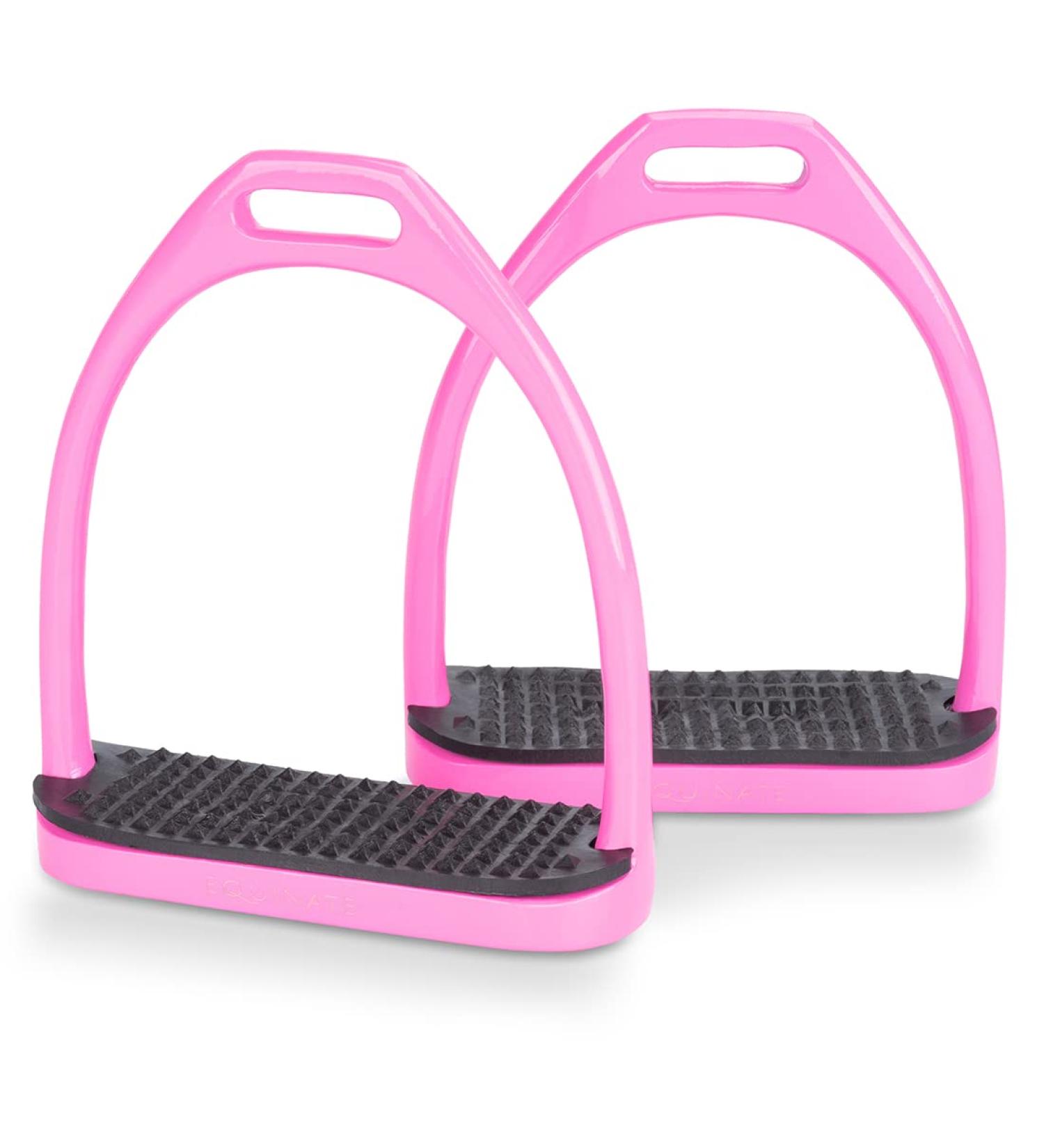 Equinate Stirrups Midway 10cm Pink - Anti-Slip Rubber Tread for Adults & Children - Set of 2 - International Shipping Available - Buy Online on SooperMarket.com