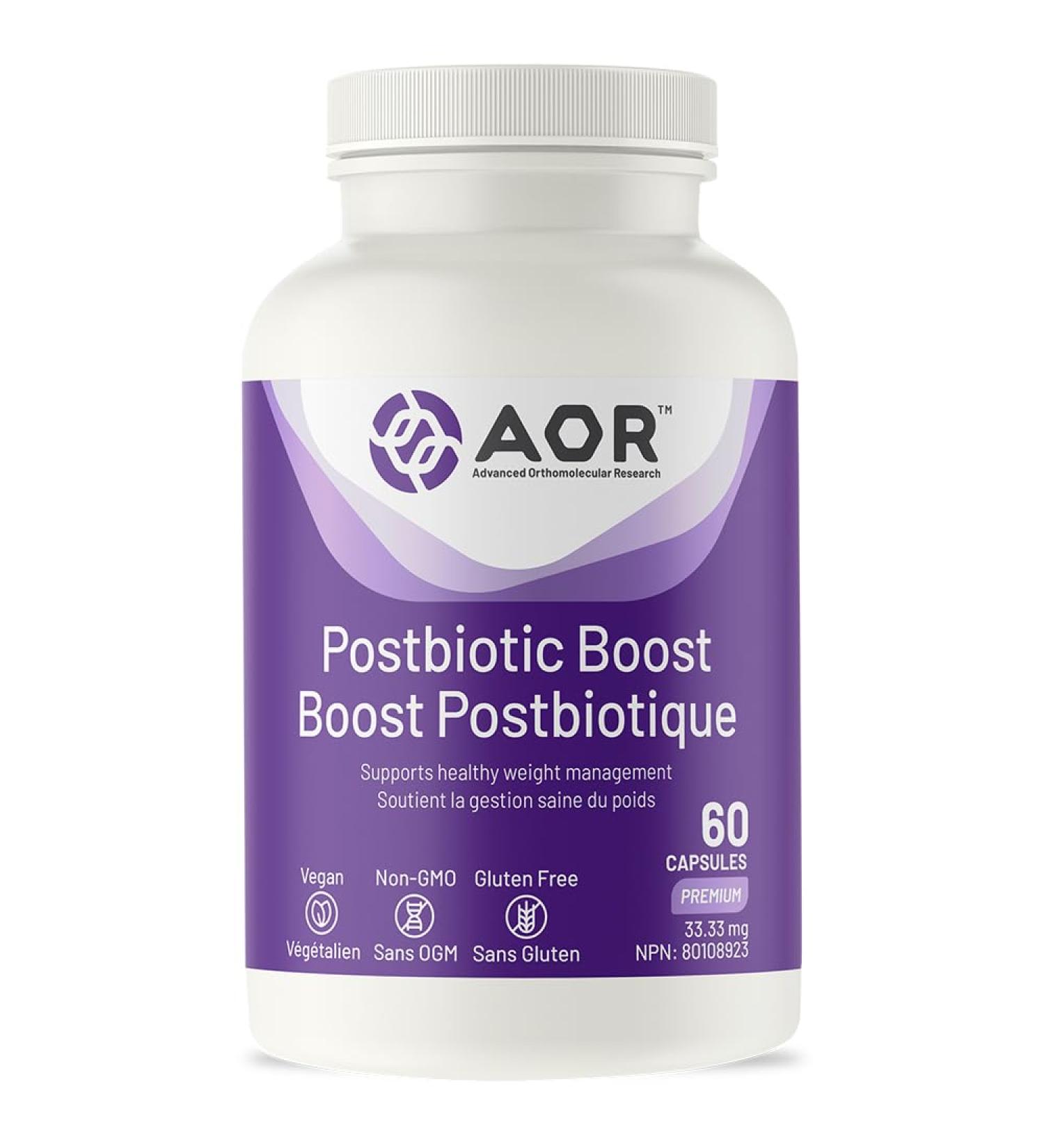 AOR - Postbiotic Boost 60 Capsules - Supports Healthy Weight Management for Men and Women - BPL1 (Bifidobacterium lactis CECT8145) - Visceral Fat Burner - Increases Feelings of Satiety - Buy Online on SooperMarket.com