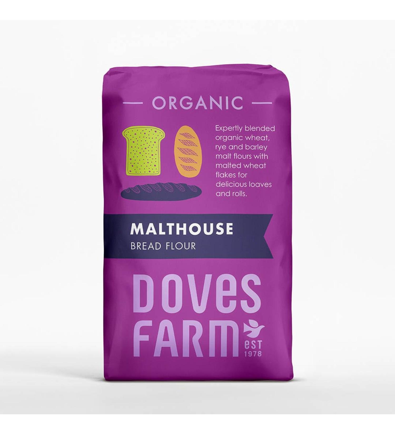 Doves Farm | Organic Malthouse Bread Flour 1kg | Organic Flour Blend with Malted Wheat Flakes | delicious loaves and rolls. | - Buy Online on SooperMarket.com