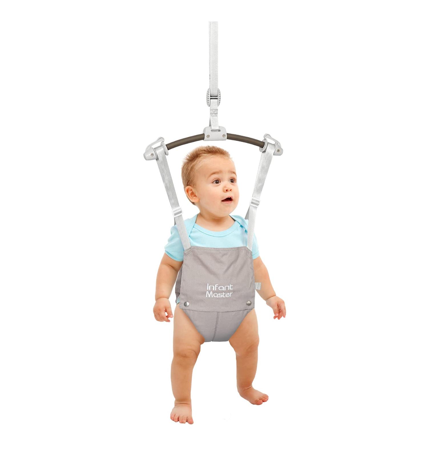 Infant Master Baby Doorway Jumper: Adjustable Strap, Soft Bouncer with Seat Bag - Grey - Buy Online on SooperMarket.com