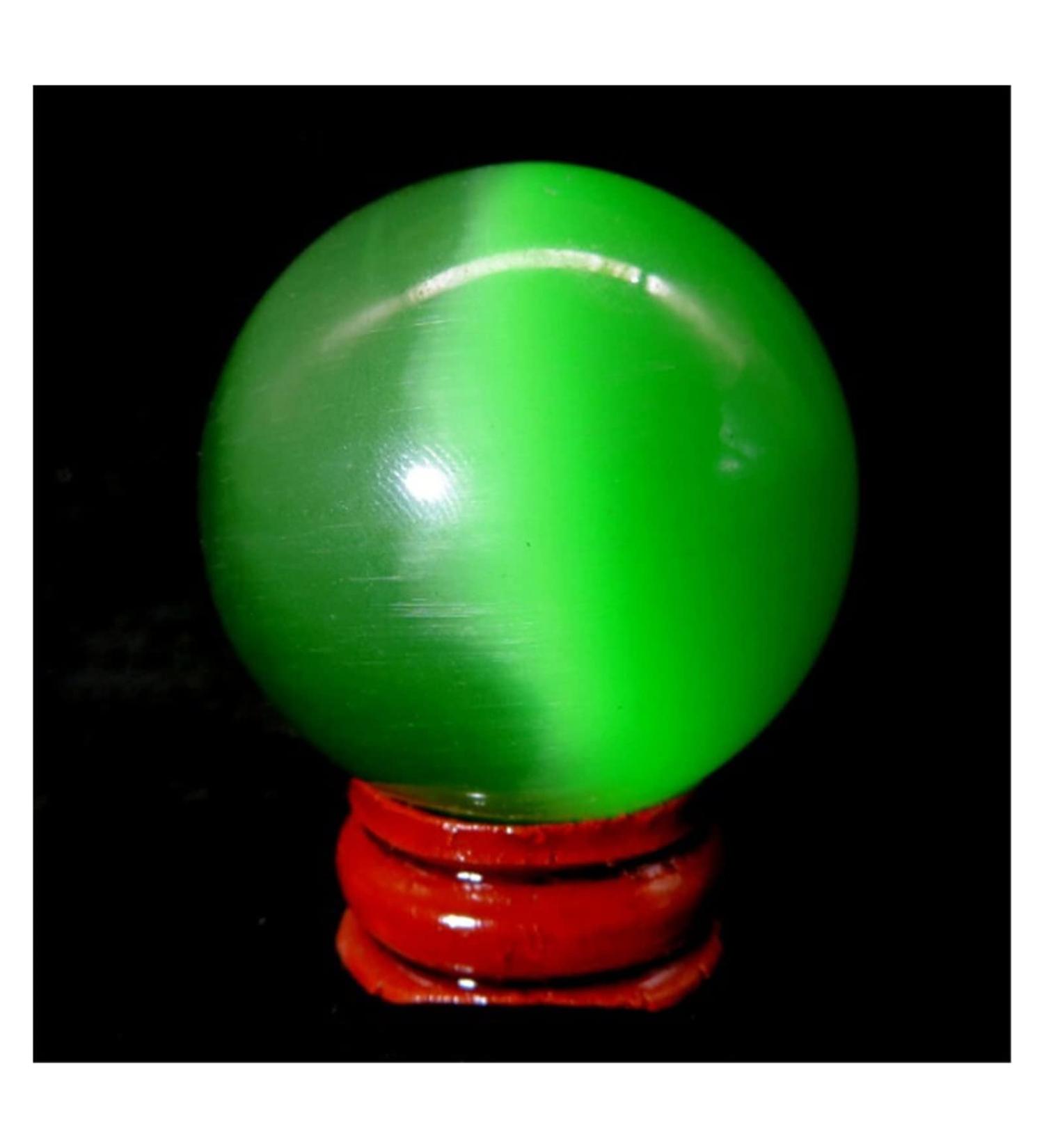 Ornament Natural Green Cat Eye Crystal Sphere Stone Ball 30-40mm 1pc Stone Collection - Buy Online on SooperMarket.com