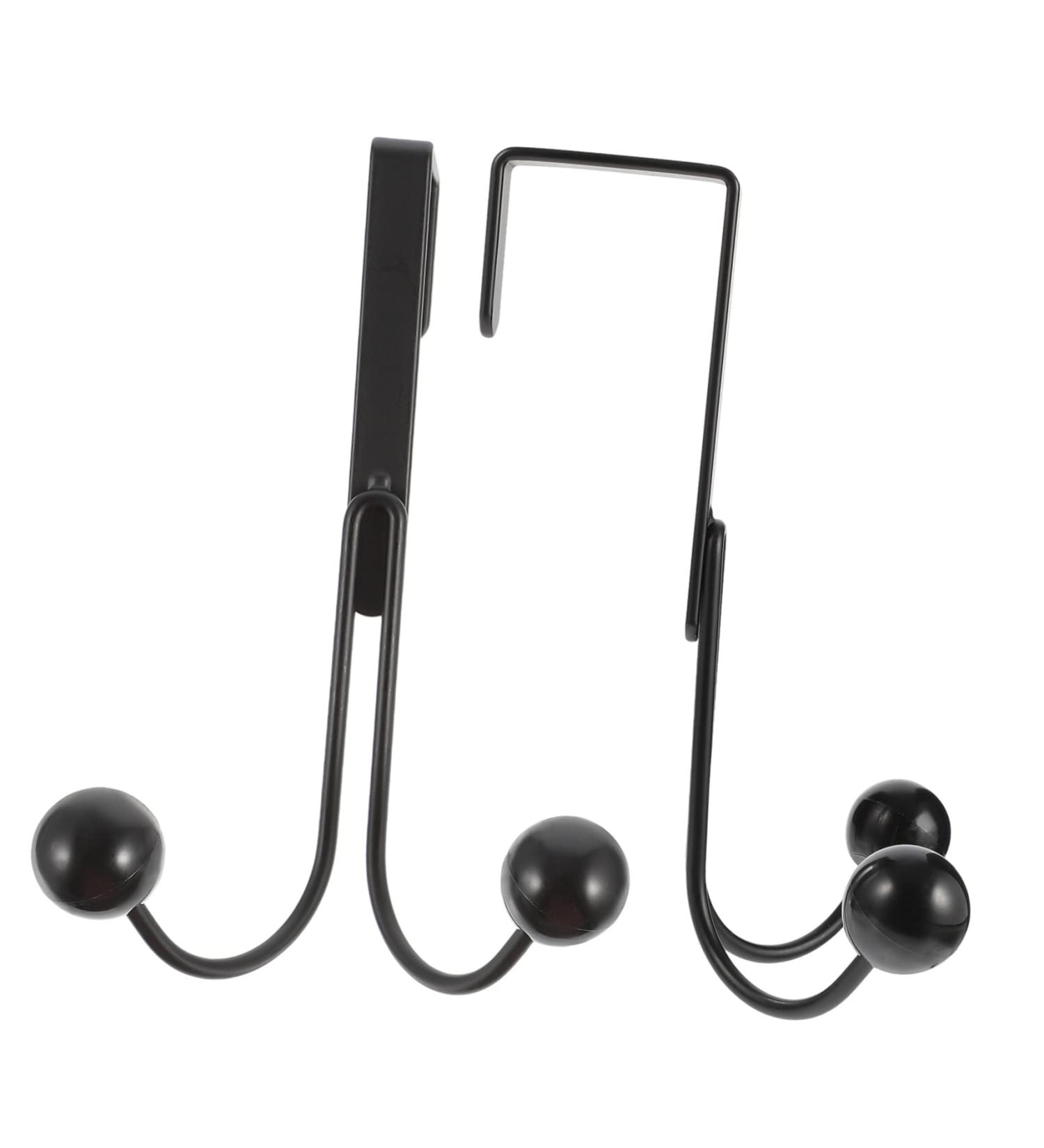 NAMOARLY 2pcs Double Hook Wall Mounted Clothes Rack Door Clothes Hangers Punch- Hook Back Door Nail 14x9cm Black - Buy Online on SooperMarket.com