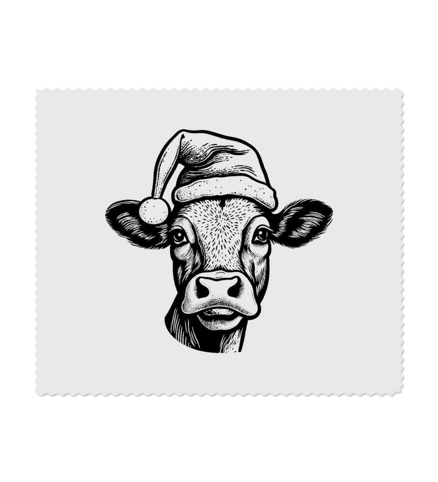 2 Pack Microfiber Cleaning Cloths - Cow Wearing Santa Hat | Streak-Free Shine for Home & Office - Buy Online on SooperMarket.com