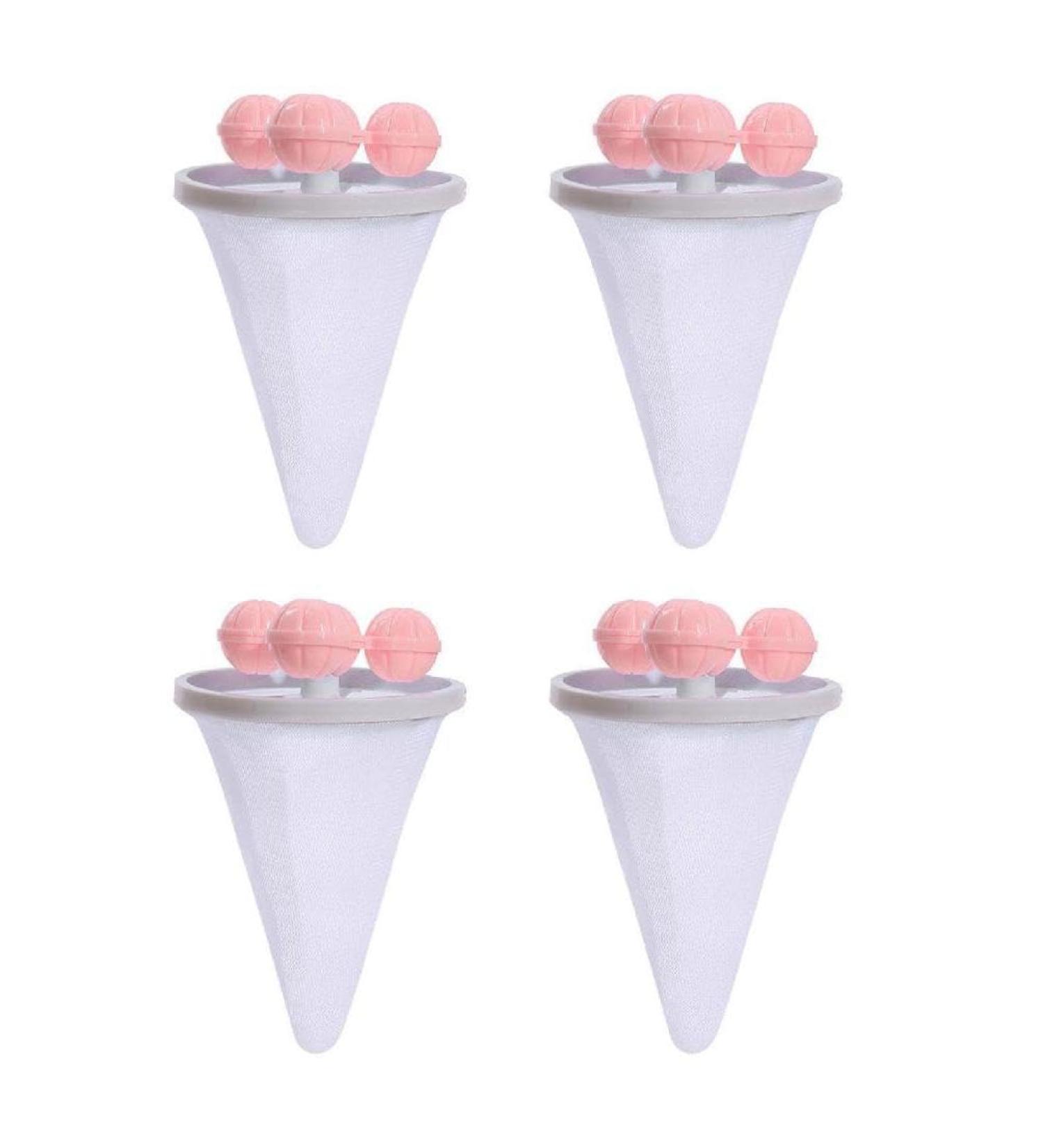 4 Pieces Reusable Household Hair Filter Washer Lint Trap Net Pouch Pet Hair Remover For Laundry Washing Machine Floating Hair Filter Net Bag Pink - Buy Online on SooperMarket.com
