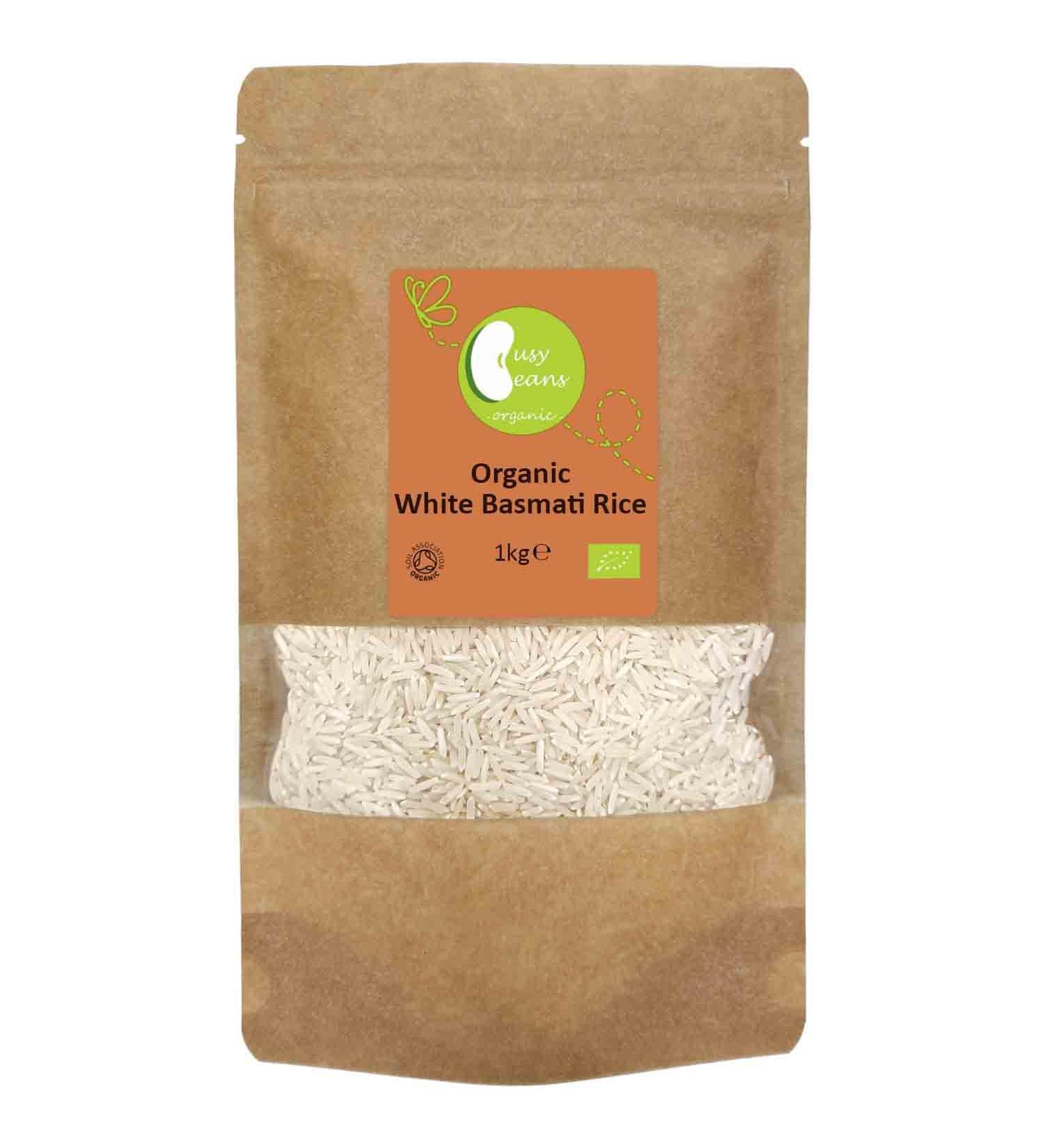 Organic White Basmati Rice - Certified Organic- by Busy Beans Organic (1kg) - Buy Online on SooperMarket.com