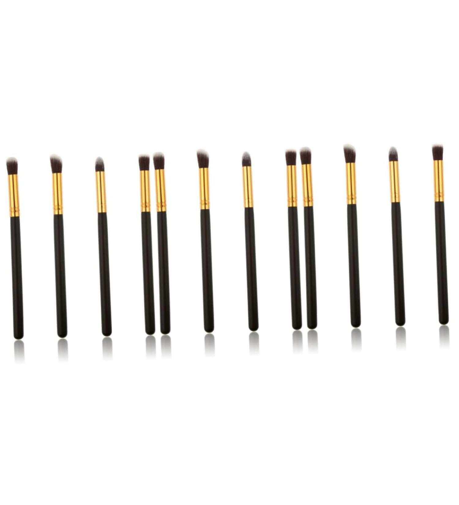 Baluue 12 Pcs Eye Make-up Brush Kit Concealer Brushes Cream Eyeshadow Glitter Eyeshadow Foundation Makeup mediumx3pcs Black+goldx3pcs - Buy Online on SooperMarket.com