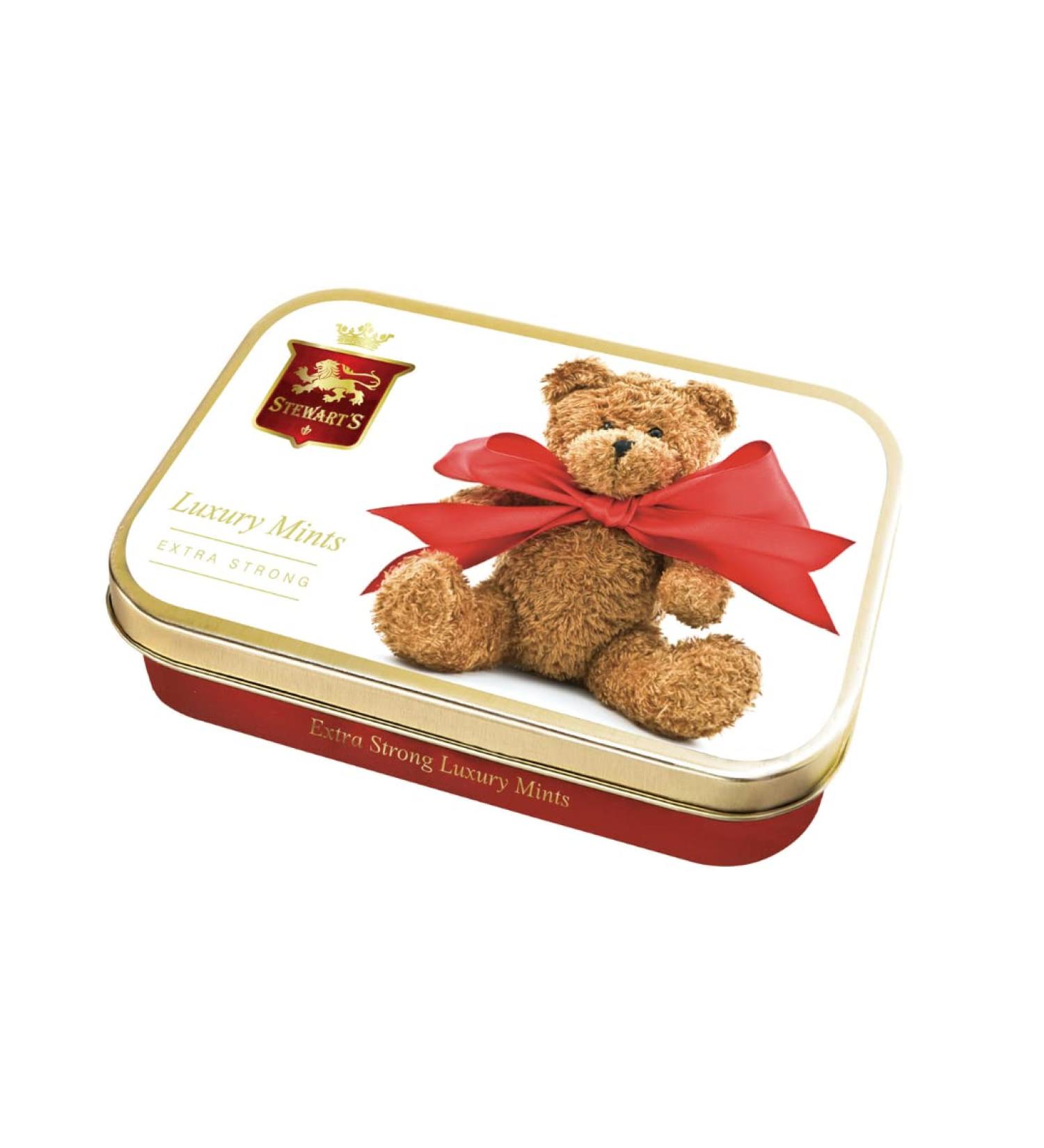 Stewart's Scotland - Teddy Bow Tie Filled with Luxury Mints (40g) - Cool Refreshing Peppermint Flavour for Instant Breath Freshness Pocket Sized Collectable Tins Ideal for Gifting