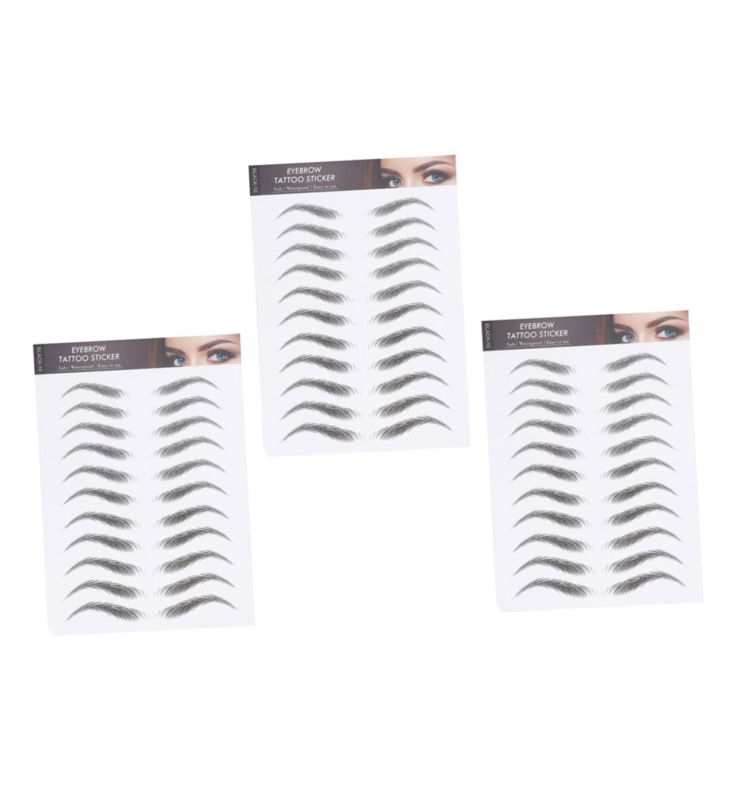 Gogogmee 3 Sheets Waterproof Eyebrow Stickers Lazy Eyebrow Transfer Stickers Water Proof 3 Stickers 21x15cm Black 2 - Buy Online on SooperMarket.com