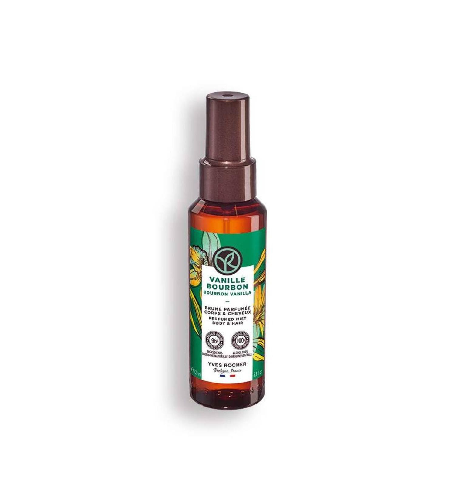 Yves Rocher Perfumed Body and Hair Spray Bourbon Vanilla 100ml/3.38flOz - Refreshing Scent Luxurious Fragrance Hair and Body Long-Lasting Gentle Formula Daily Use