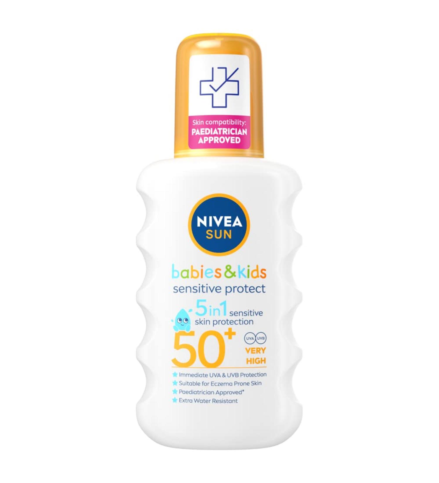 Nivea Kids Protect & Sensitive Sun Spray SPF 50+ 200ml - Buy Online on SooperMarket.com