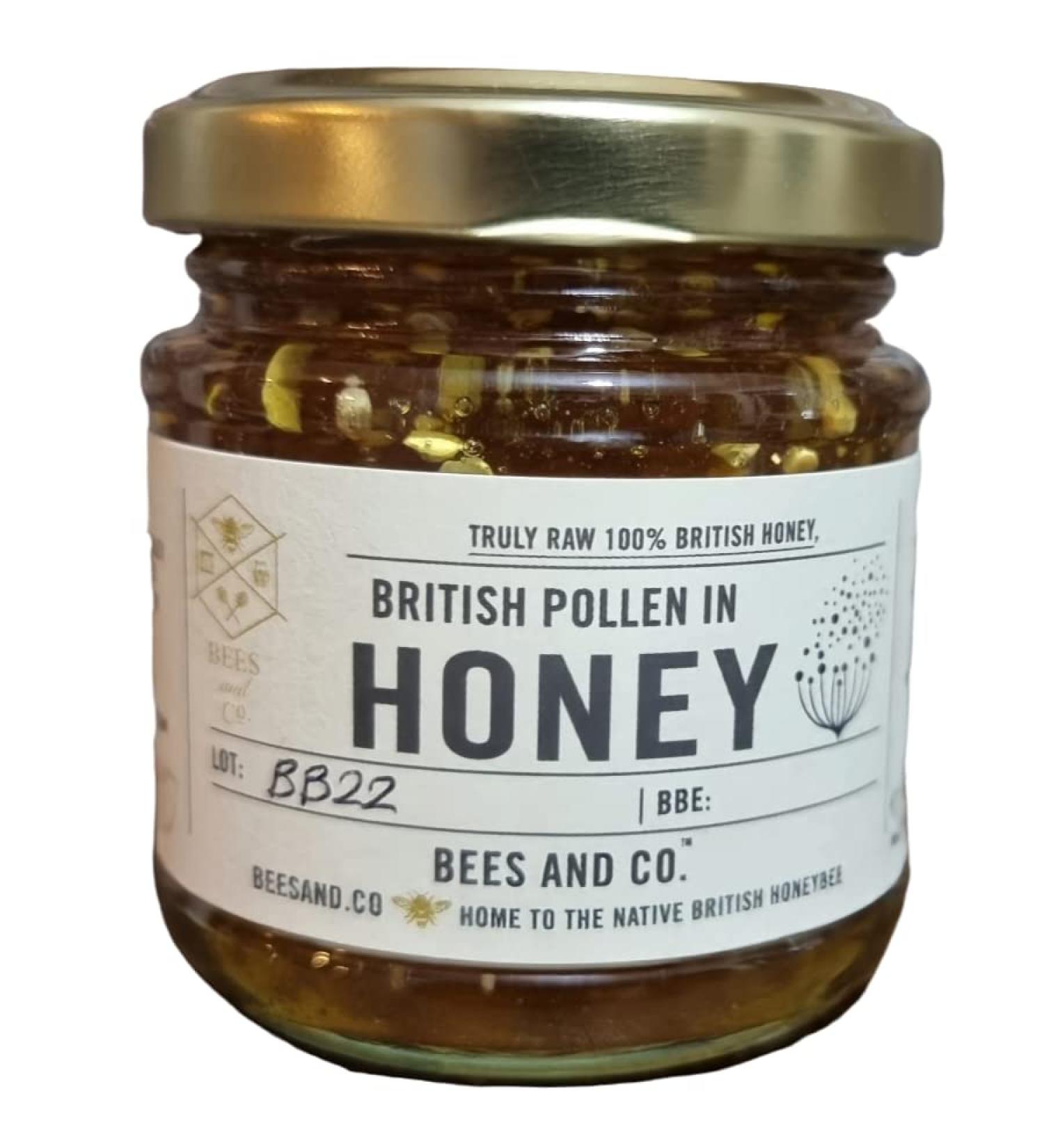 Pollen in British Honey - British Pollen collected throughout the whole season in RAW British Honey (114g Glass jar) - Buy Online on SooperMarket.com