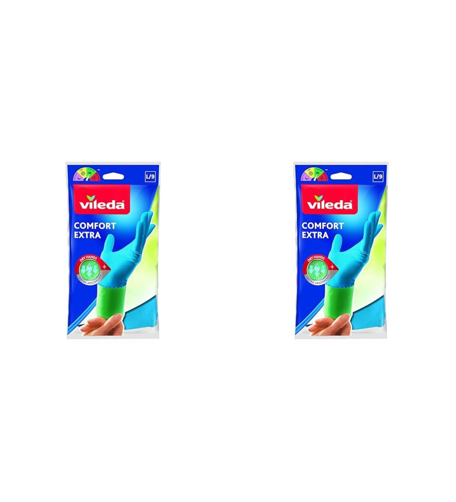 Vileda Comfort & Care Rubber Gloves with Chamomile Lotion - Size L (Pack of 2) | Premium International Shipping - Buy Online on SooperMarket.com