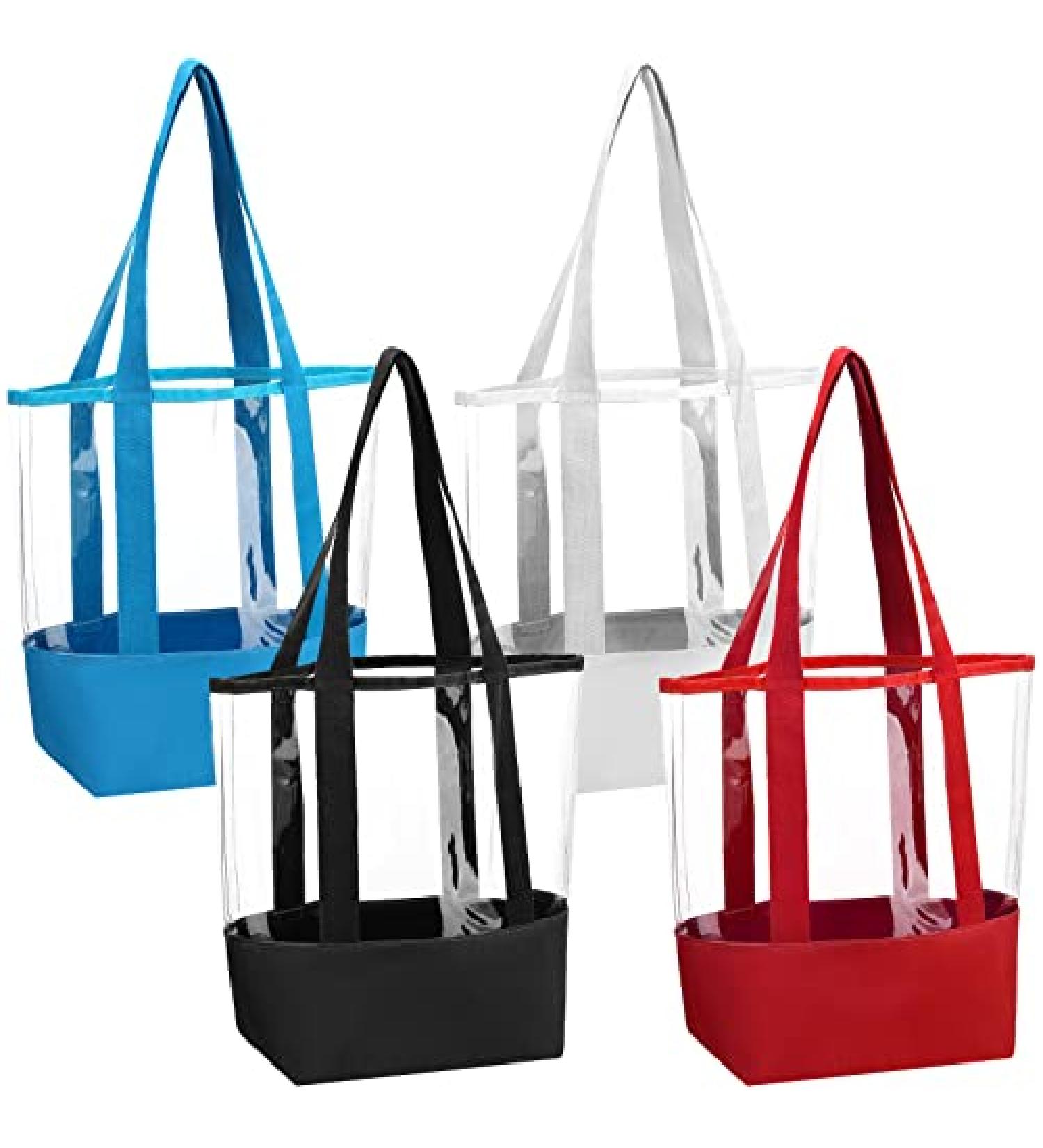 Hillban 4 Pcs Clear Tote Bag - Waterproof Transparent PVC Handbags for Women - Stadium Security Approved - Ideal for Beach, Pool, and Work - 4 Colors - Buy Online on SooperMarket.com