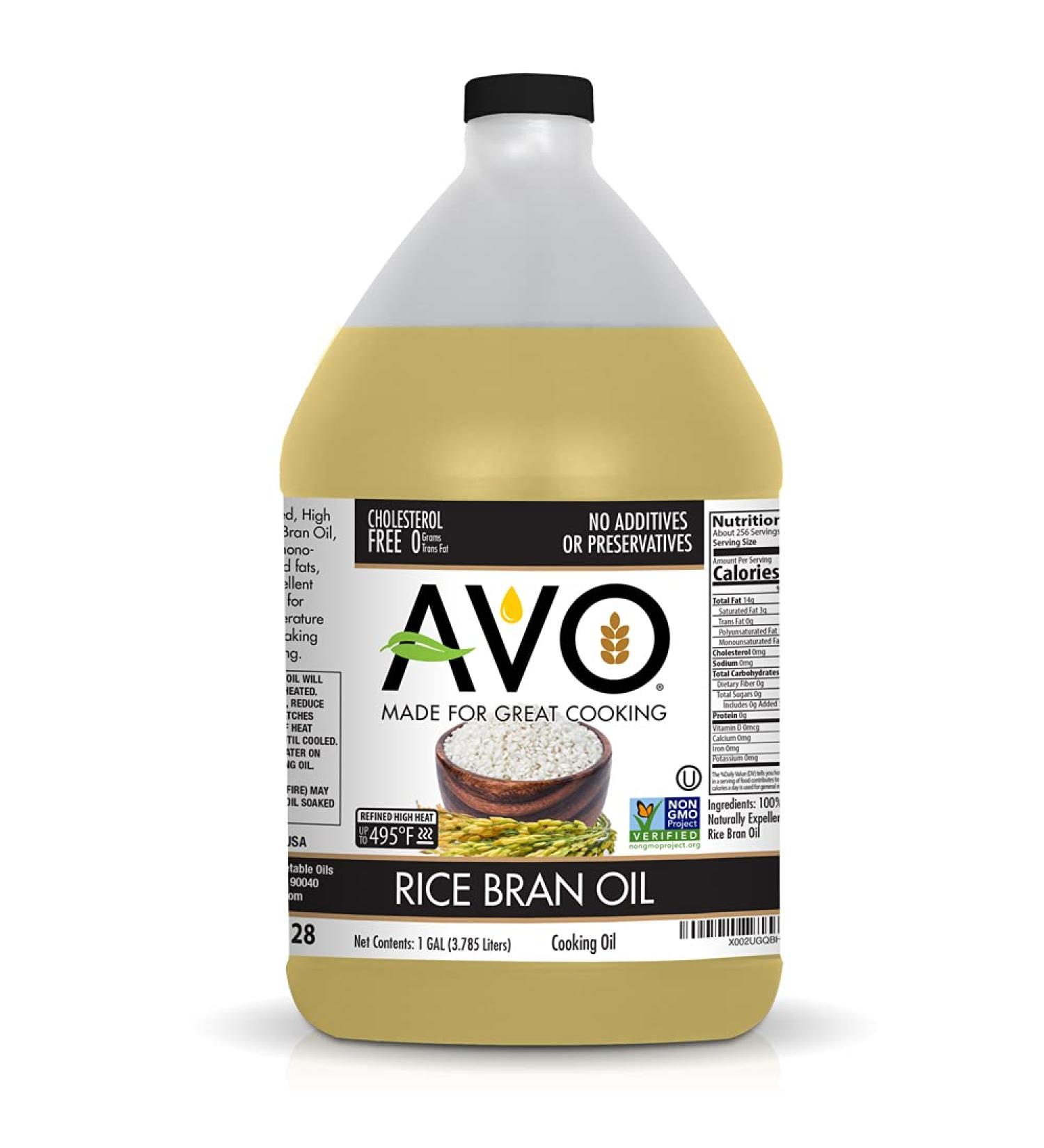 AVO 100% Rice Bran Oil 1 Gallon - Non GMO, No Preservatives - Shop Now! - Buy Online on SooperMarket.com