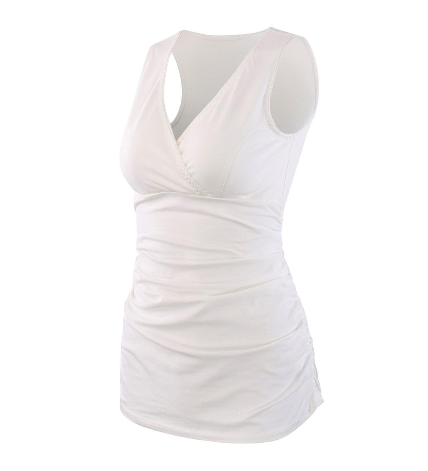 ZUMIY Maternity Nursing Top - Women's Cotton V Neck Tank M White - Buy Online on SooperMarket.com