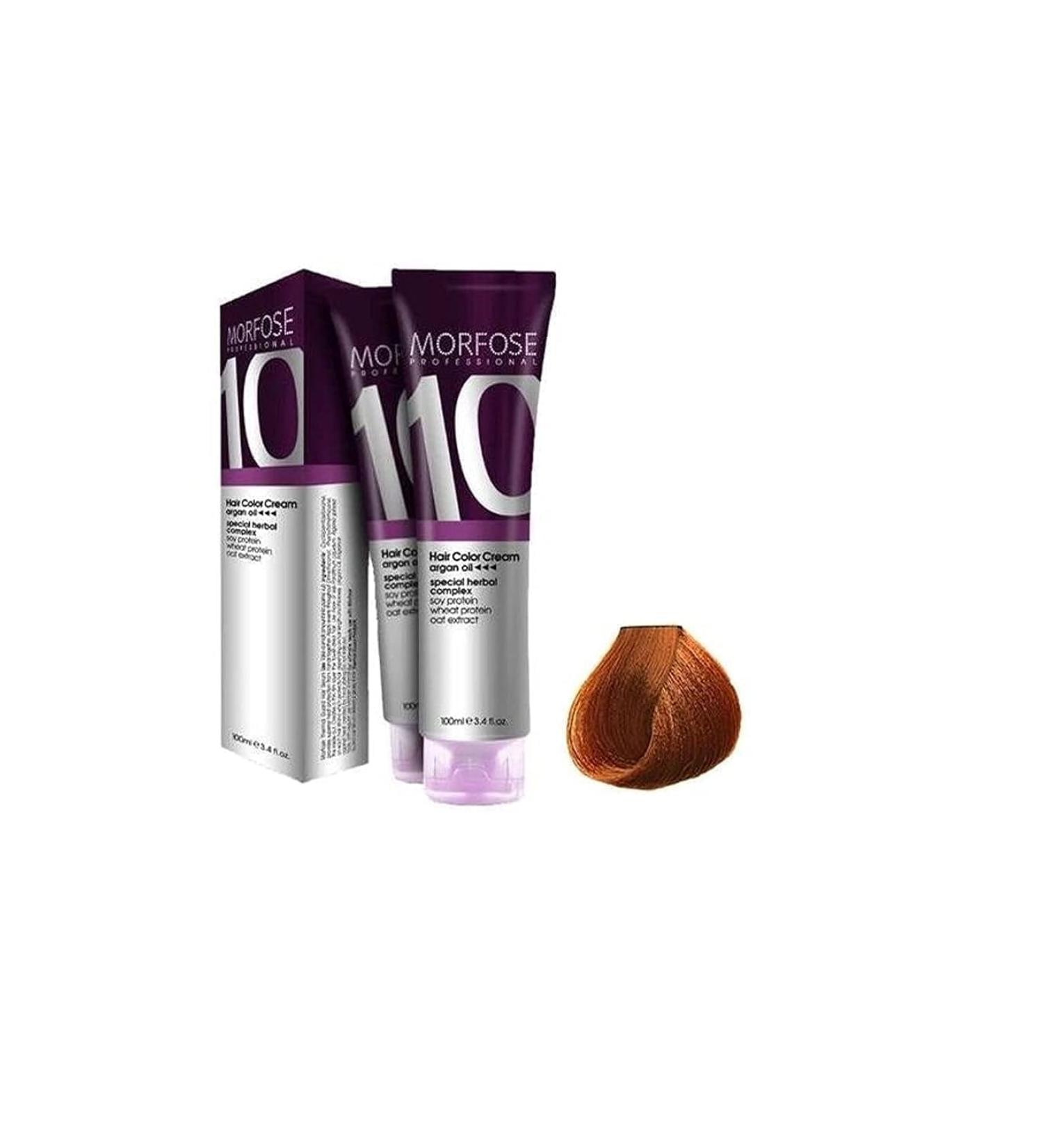 Morfose 10 Professional Hair Colour Cream 100 ml No. 8.34 Light Copper Auburn - Buy Online on SooperMarket.com