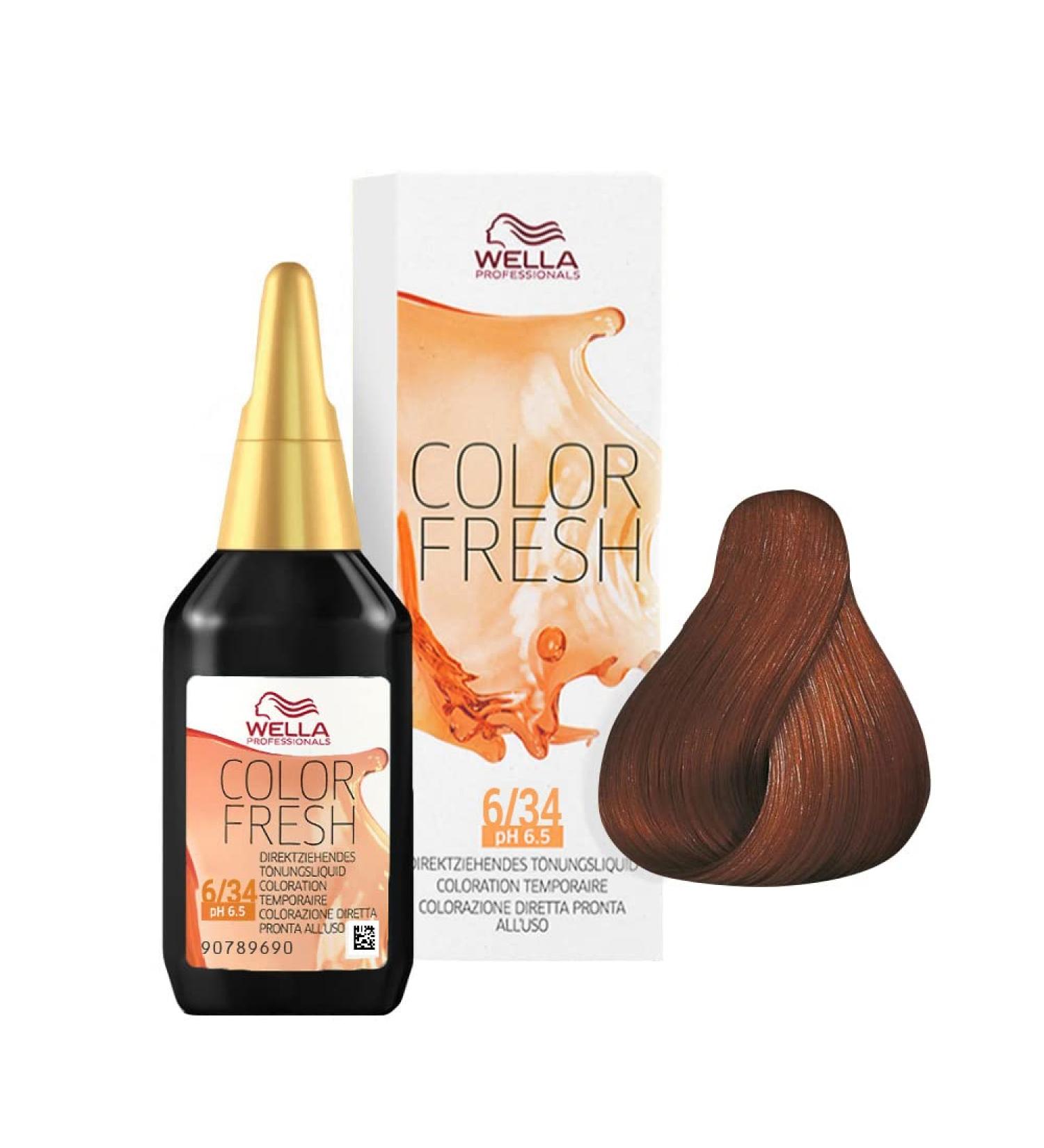 Wella Professionals Color Fresh 6/34 pH6.5 Dark Blonde Gold-Red 75ml 6/34 du.blo.go.red 75 ml (1 pack)