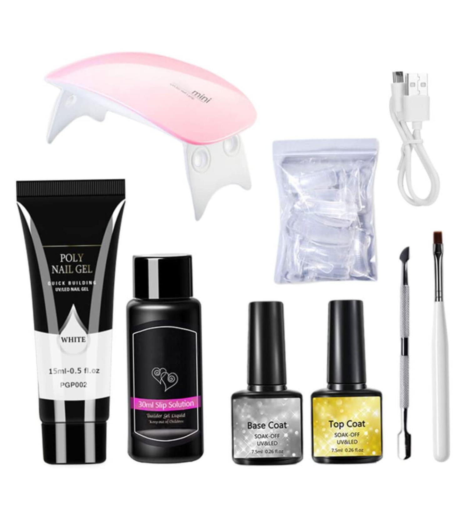 Polygel Nail Kit - All-in-One French Nail Extension Set | Starter Kit for Beginners | 8 Pieces DIY Nail Art Tools - PGP002 - Buy Online on SooperMarket.com