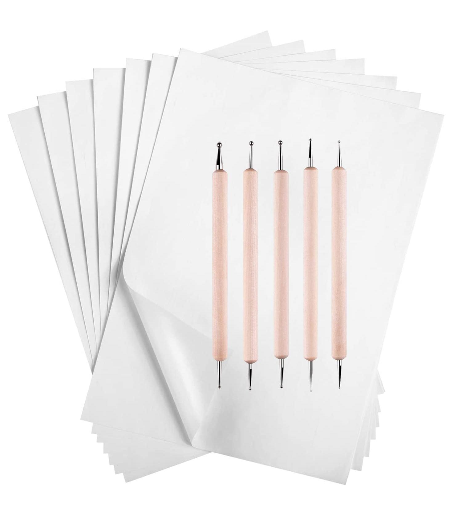 50 Sheets Carbon Paper Graphite Paper White Carbon Transfer (8.5 x 11.5 inch) Tracing Papers with 5 PCS Embossing Styluses Dotting Tools for Wood Paper Canvas Craft White-50 - Buy Online on SooperMarket.com