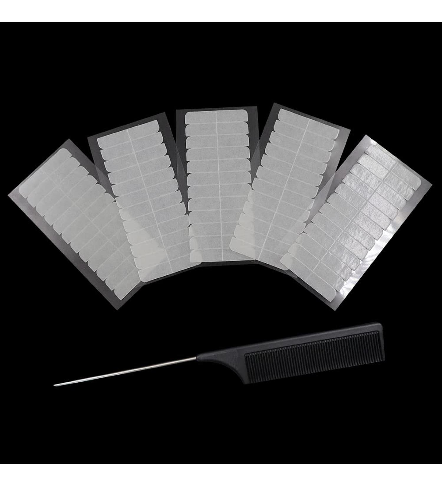 180 Pieces Hair Extension Tape Tabs Double Sided Replacement Tape for Hair Extensions Double Sided Extension Tapes Tape Extension Replacement Tape with Rat Tail Comb White (White) - Buy Online on SooperMarket.com