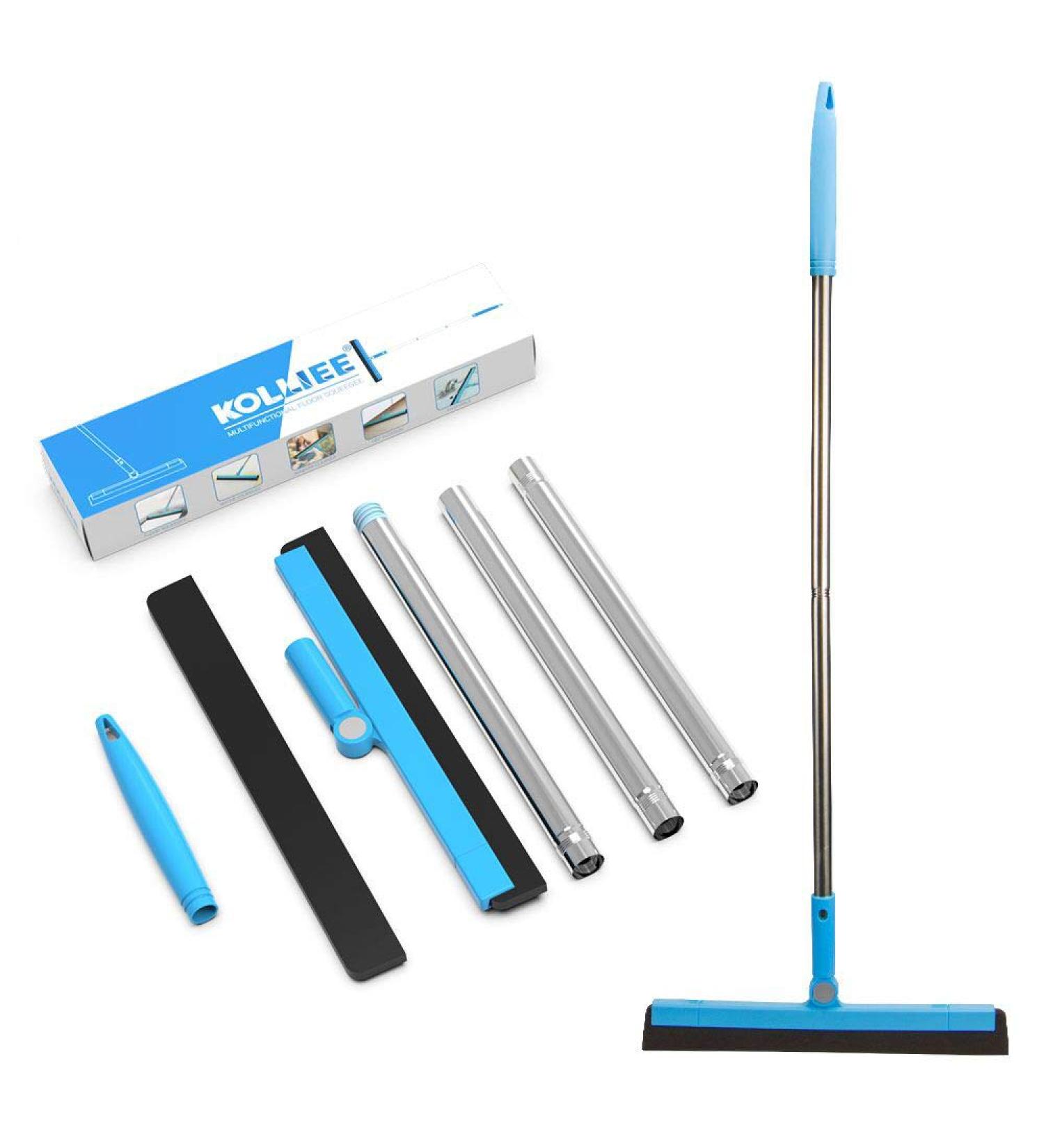 Adjustable Professional Floor Squeegee with 50 Handle - Ideal for Garage, Tile, Shower, and Hair - Foam Water Wiper - Buy Online on SooperMarket.com
