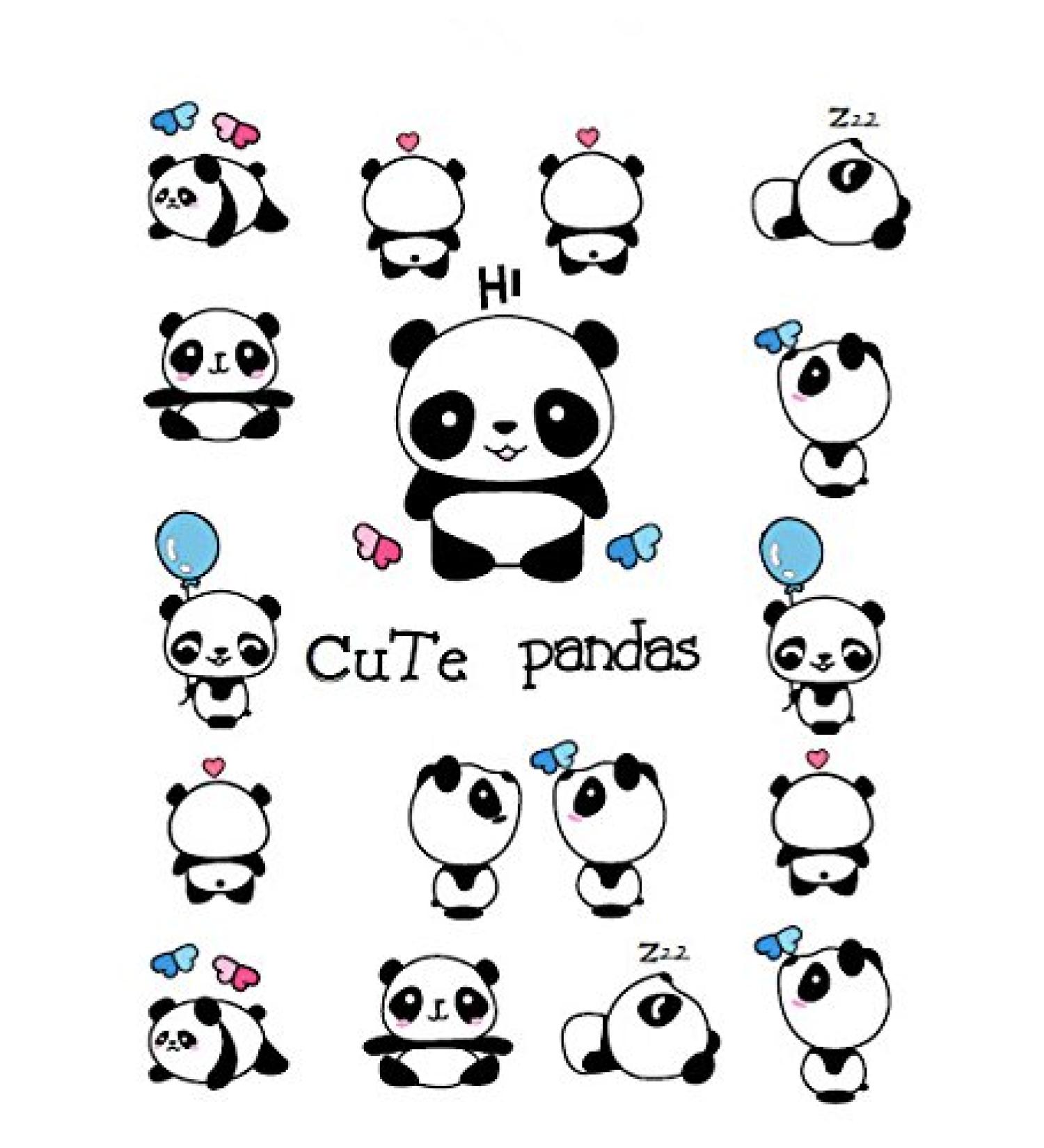 SanerLian Waterproof Temporary Fake Tattoo Stickers Cute Panda Animals Blue Balloon Cartoon Design Kids Child Body Art Make Up Tools Set of 2