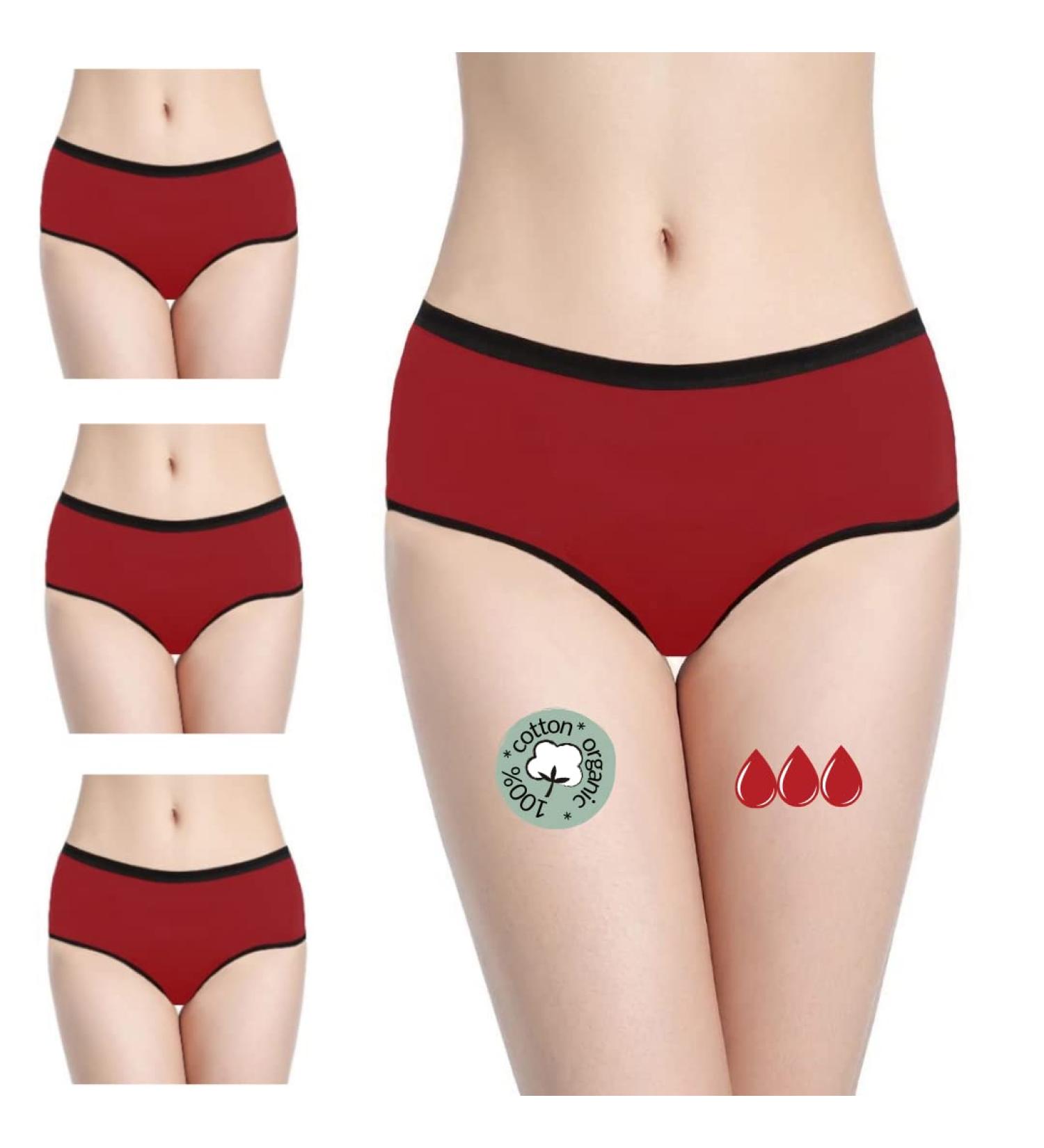 Noblood Period Underwear - Eco-Friendly Washable Cotton Menstruation Briefs | Absorbent XXS-3XL | 2-3 Tampons Equivalent | Mohina Pack S - Buy Online on SooperMarket.com