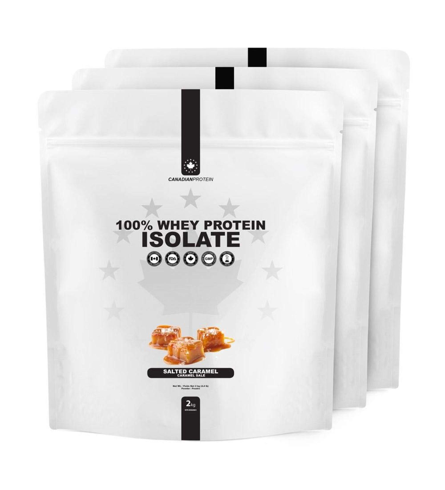 Canadian Protein 100% Whey Isolate 27g of Protein | 6 kg of Salted Caramel Flavoured Low Carb Keto Friendly Workout Recovery Drink | Protein Powder Rich in BCAA Amino Acids - Buy Online on SooperMarket.com