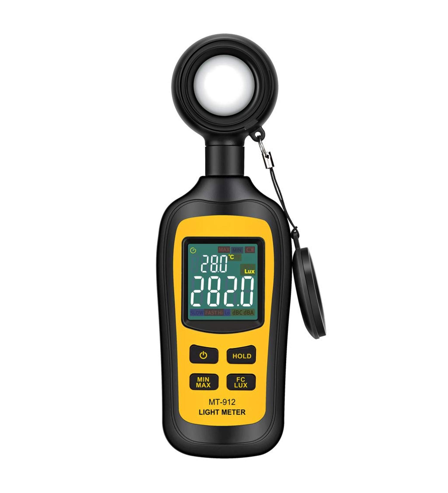 Digital Light Meter with Ambient Temperature Measurer - Up to 200,000 Lux - 4 Digit Color LCD Screen - Buy Online on SooperMarket.com