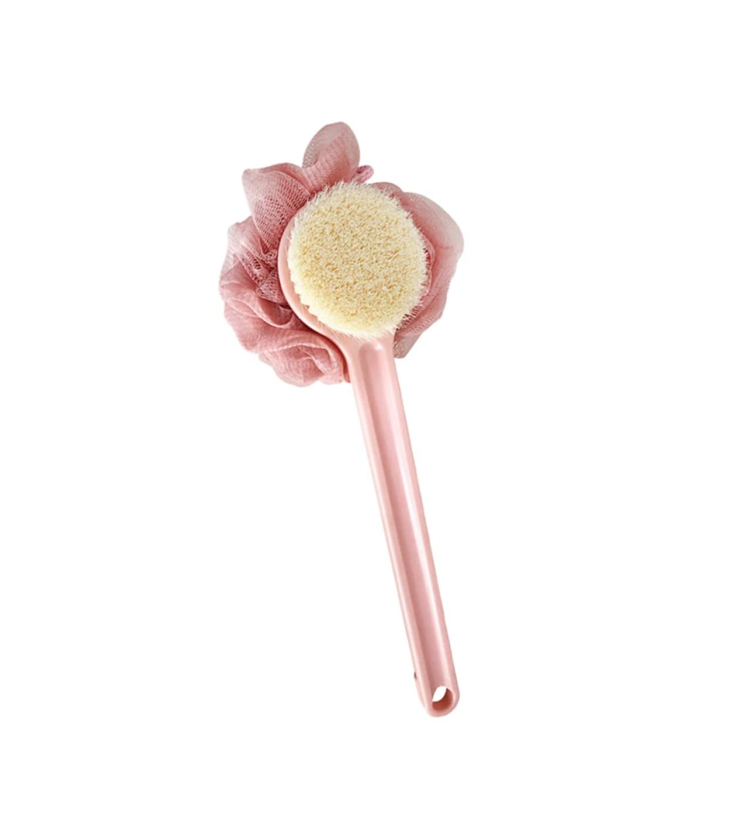 Healeved Bath Scrubber - Pink Handle Bath Brush Shower Sponge - Buy Online on SooperMarket.com