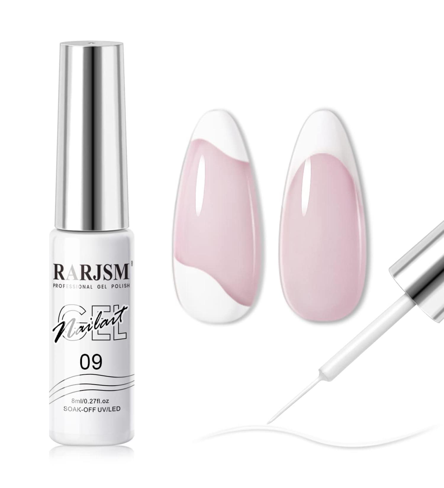RARJSM Gel Liner Nail Art Polish - White Soak-off Curing 8ml + Thin Brush - DIY French Manicure Design - Buy Online on SooperMarket.com