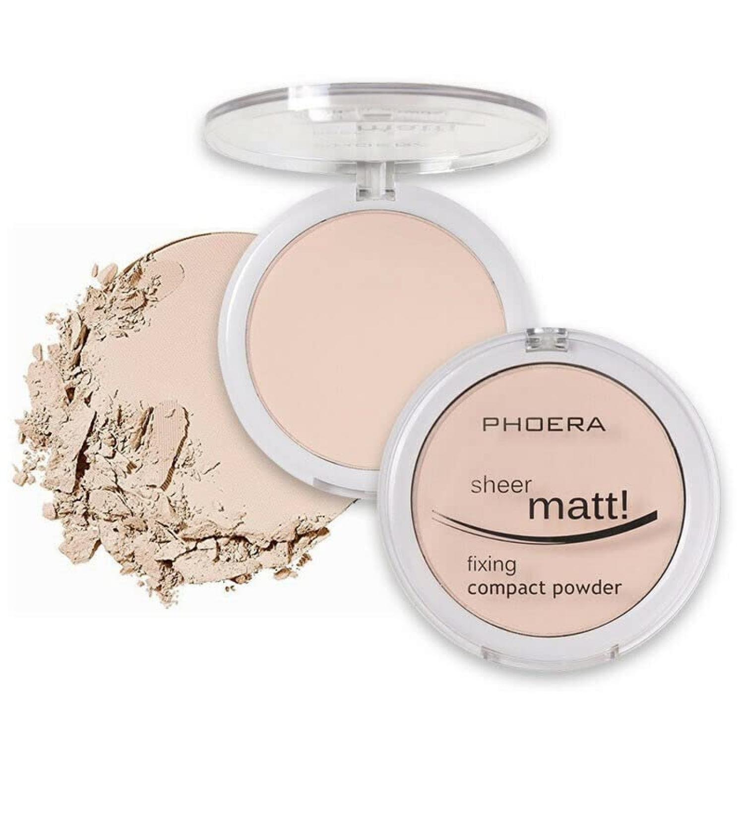 AQUAPURITY PHOERA Sheer Matte Fixing Powder Makeup Base - Long Lasting Compact Pressed Powder with Vitamin E Beauty Blender - Buy Online on SooperMarket.com