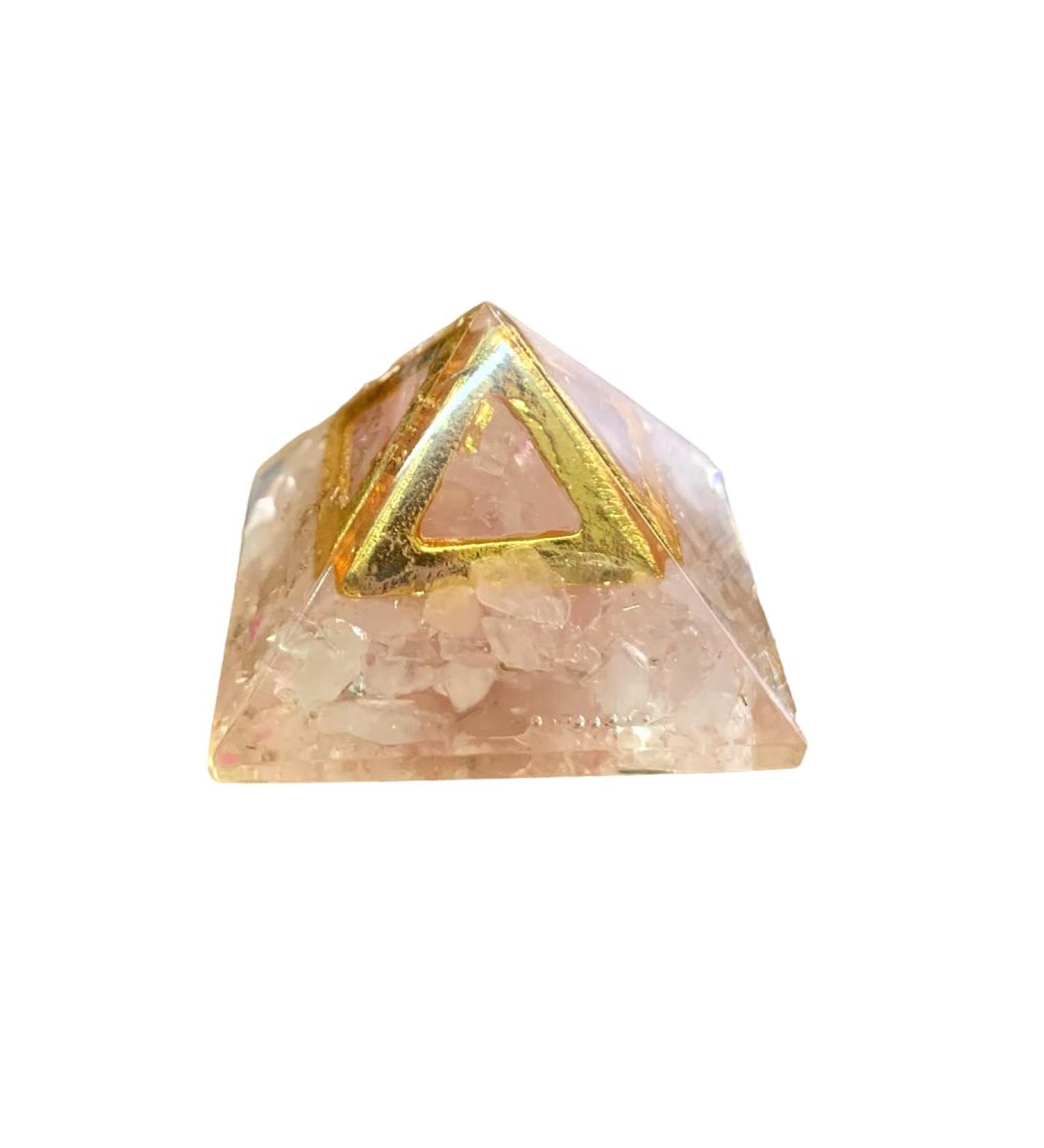 crystalmiracle Rose Quartz Orgonite 21 Mm Small Pyramid Crystal Healing Reiki Feng Shui Gift Love Energy Handcrafted