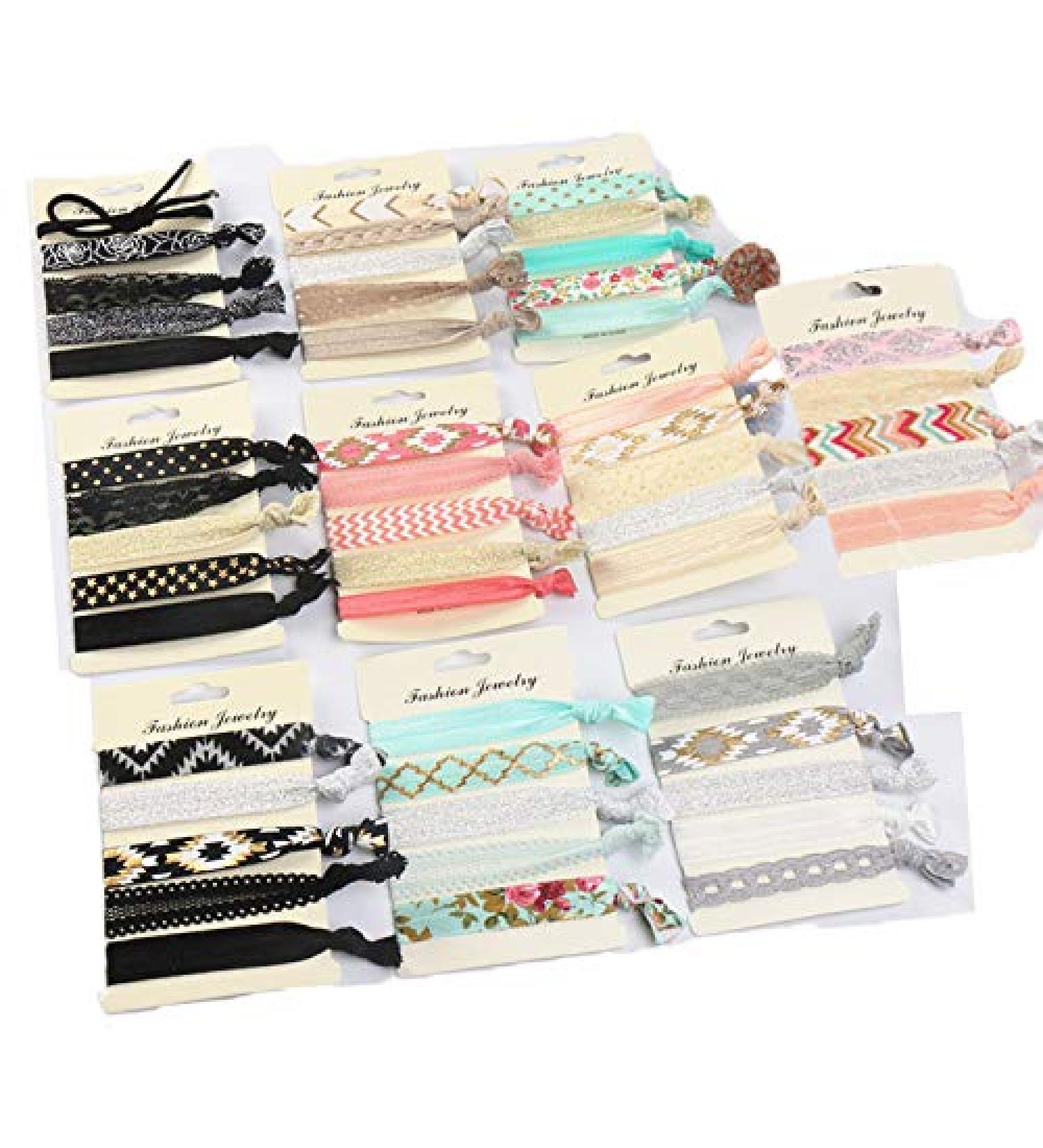 Yikimira 50-Piece No Wrinkle Elastic Hair Ties - Colorful Ponytail Holders for Girls Women Teens & Children | Stylish Hair Accessories - Buy Online on SooperMarket.com