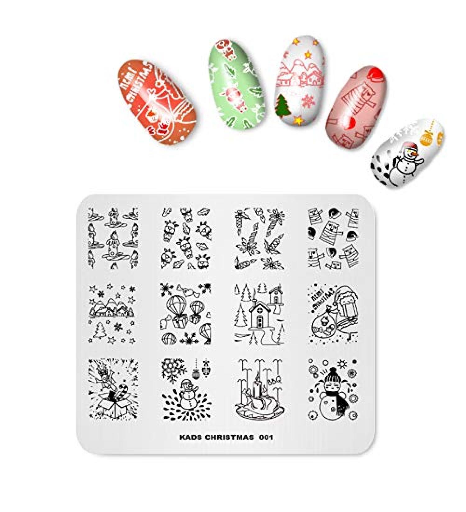 Christmas Theme Nail Art Stamping Plate - Winter Snowflake, Cartoon Snowman, Santa, Turkey Dinner Pattern - DIY Manicure Print Tool - Buy Online on SooperMarket.com
